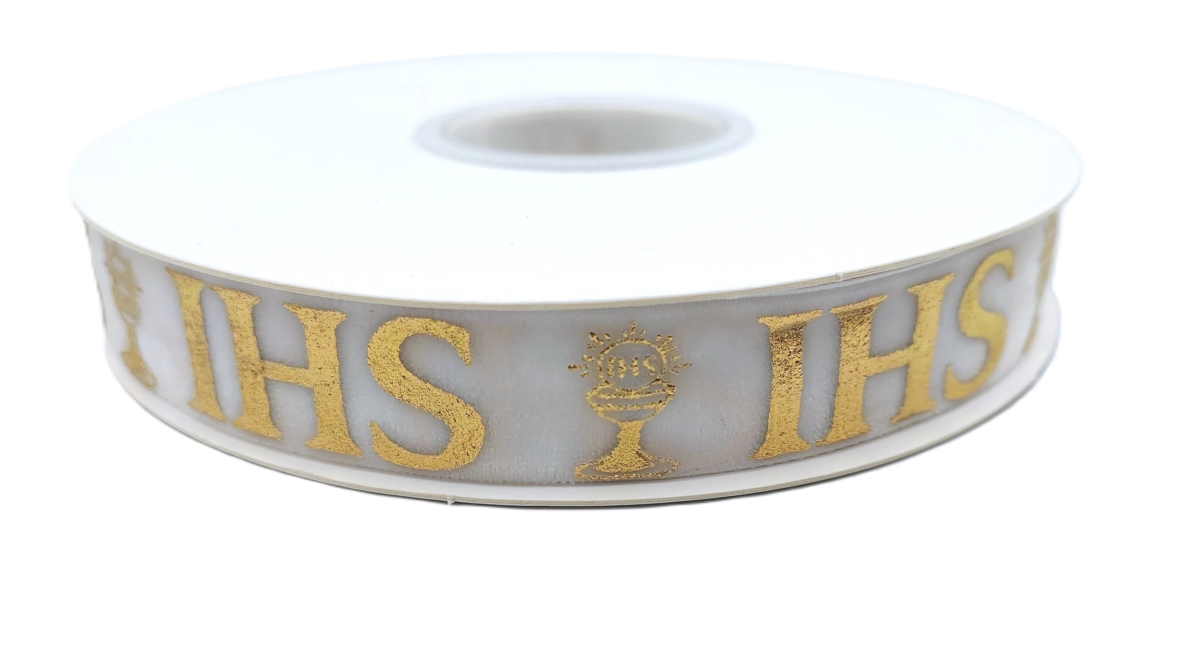 Wstążka velvetowa IHS, 19mm/9mb, biała