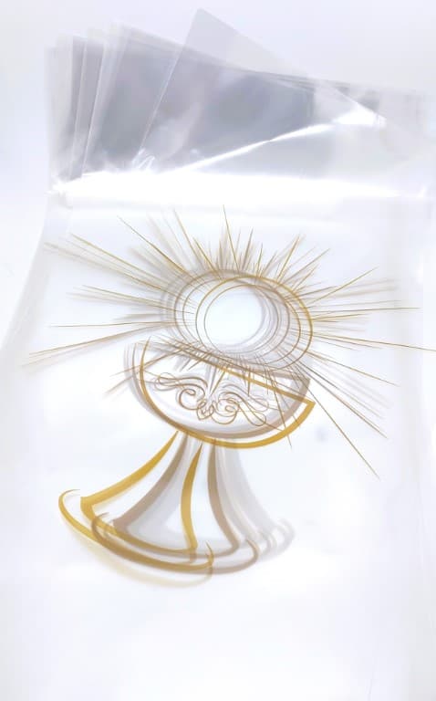 Worek foliowy komunijny wzór KIELICH 23x40cm/50szt