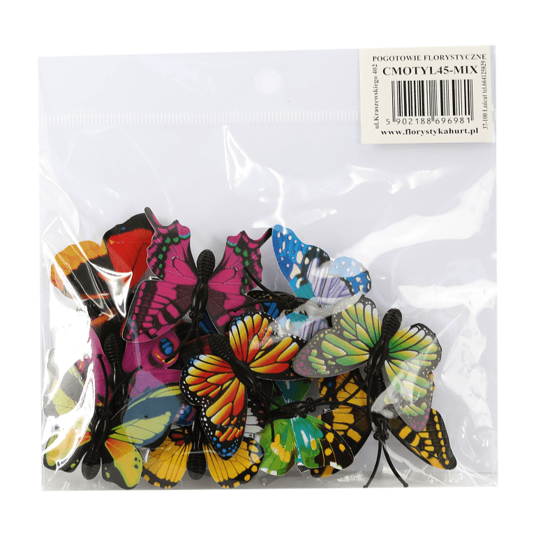Sztuczne motyle na klipsie, 45x45mm/12szt, miks