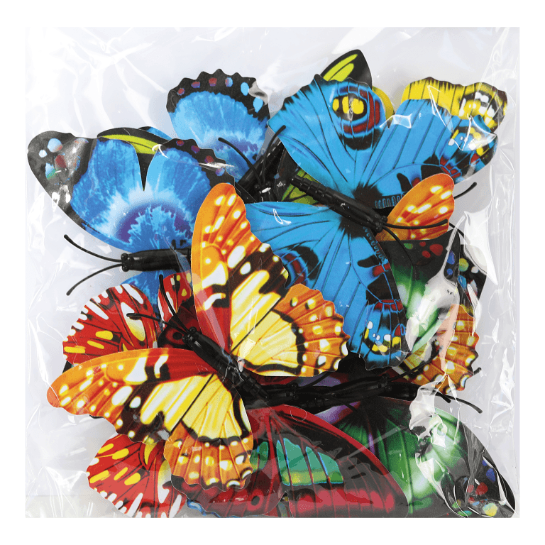 Sztuczne motyle na klipsie, 85x50mm/12szt, miks