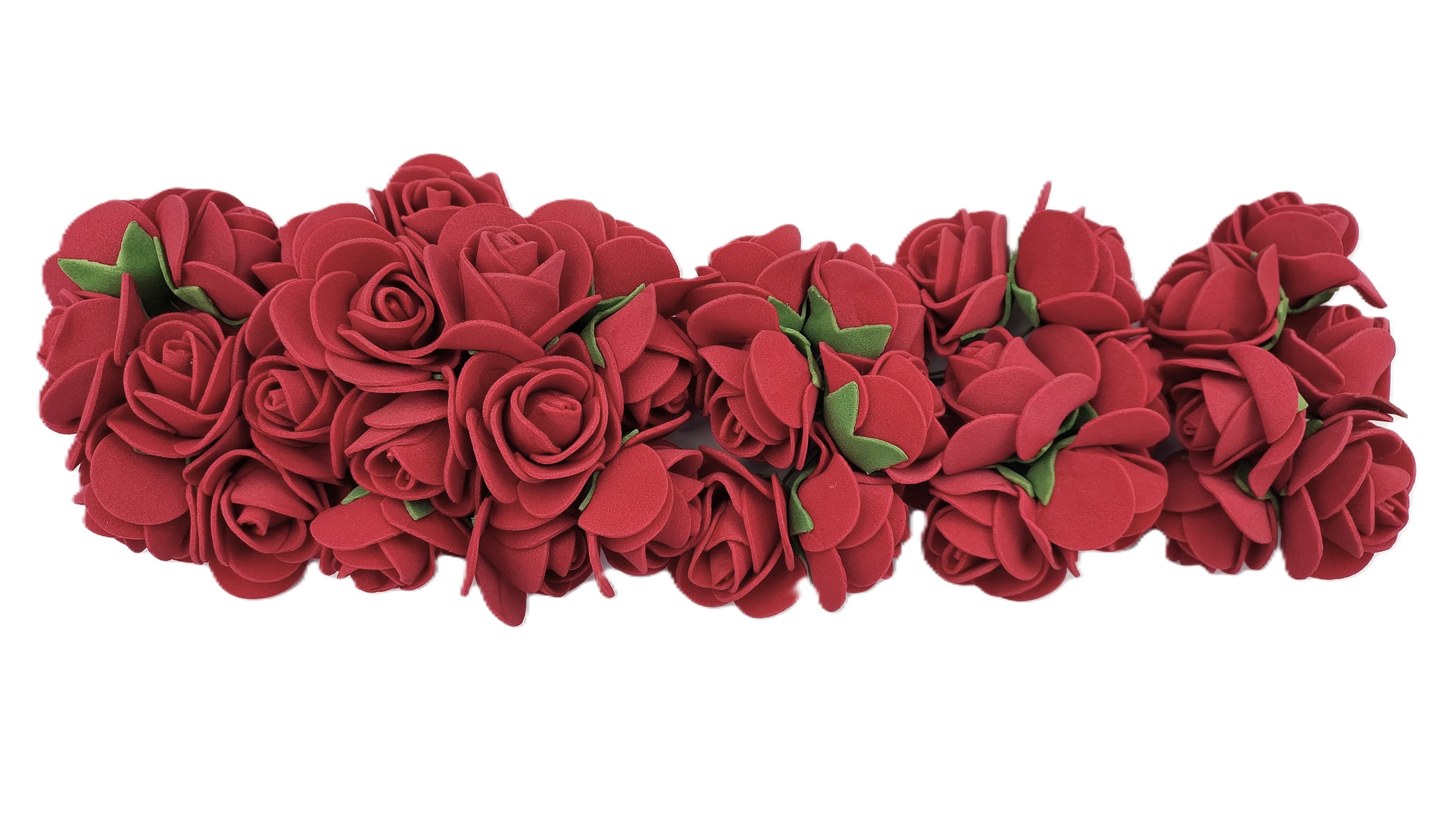 Piankowe kwiaty na drucie śr.3cm/6x6szt, bordowe