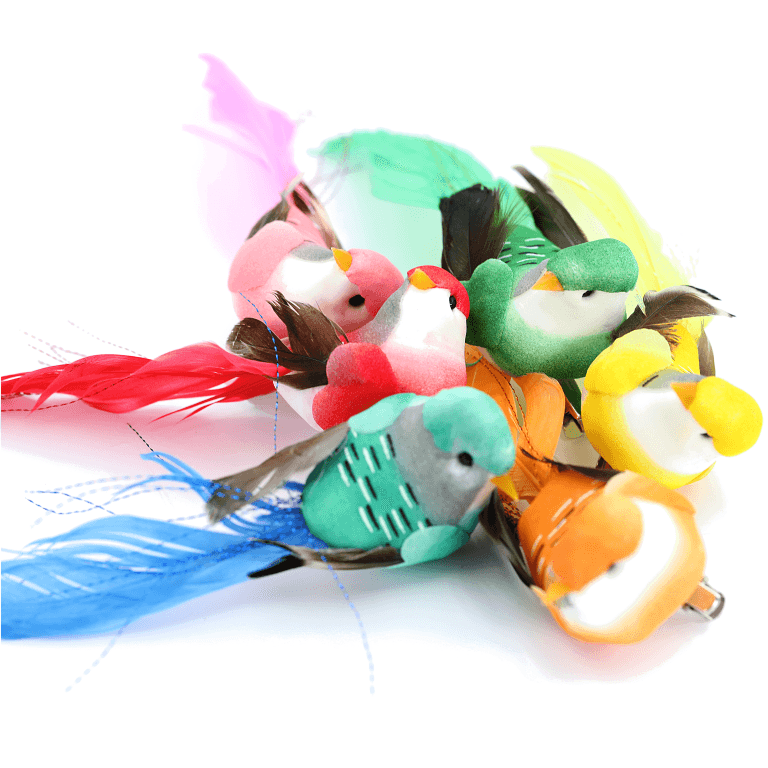 Ptaki kolorowe na metalowym klipsie, 13cm/6szt.