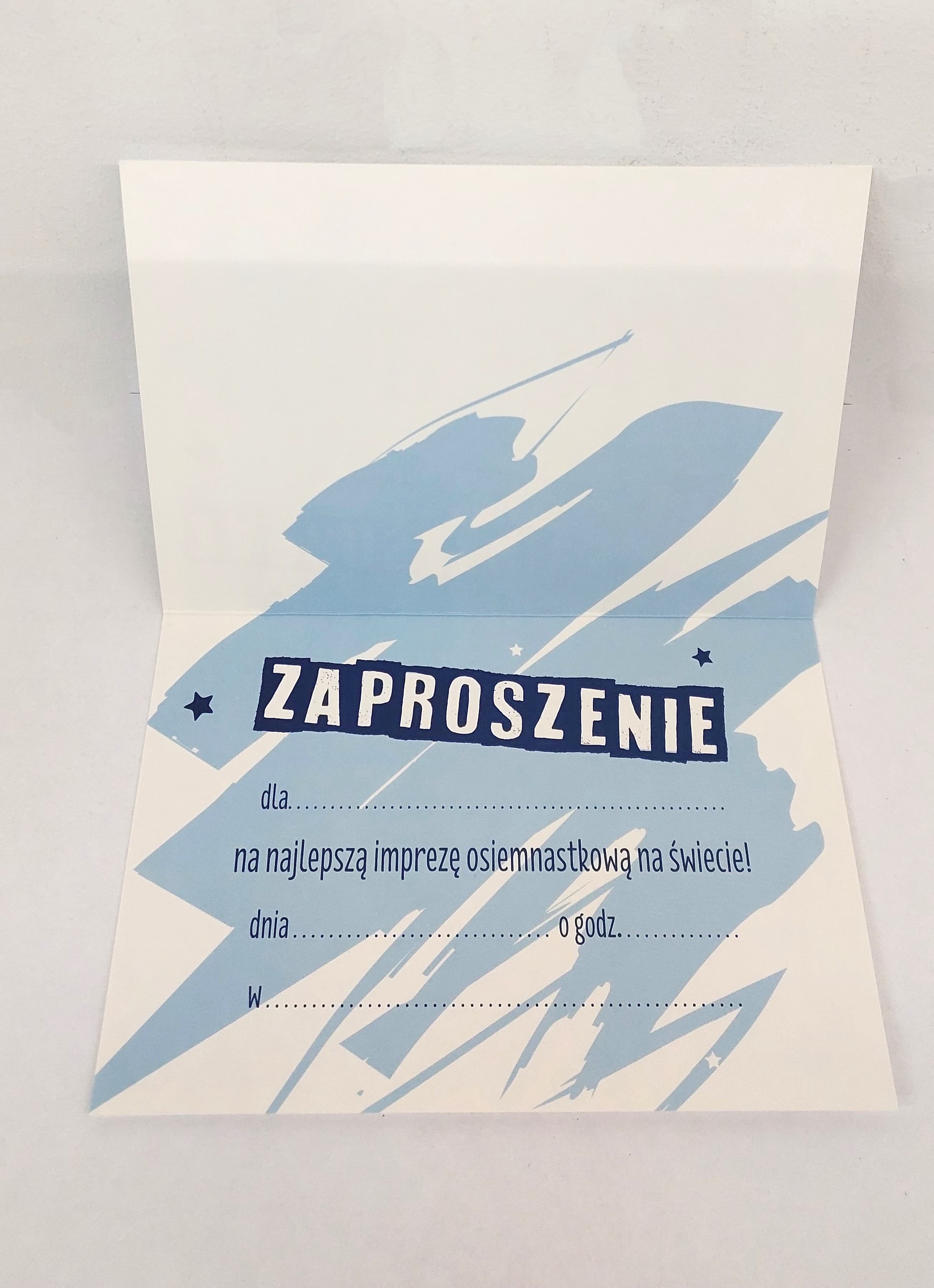 Zaproszenie niebieski DOWÓD 18 URODZINY, 1 szt.