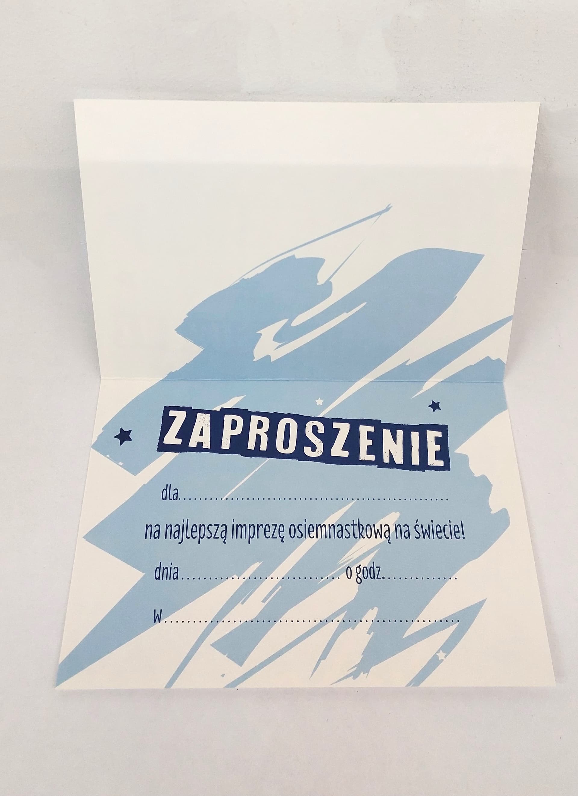 Zaproszenie niebieski DOWÓD 18 URODZINY, 1 szt.