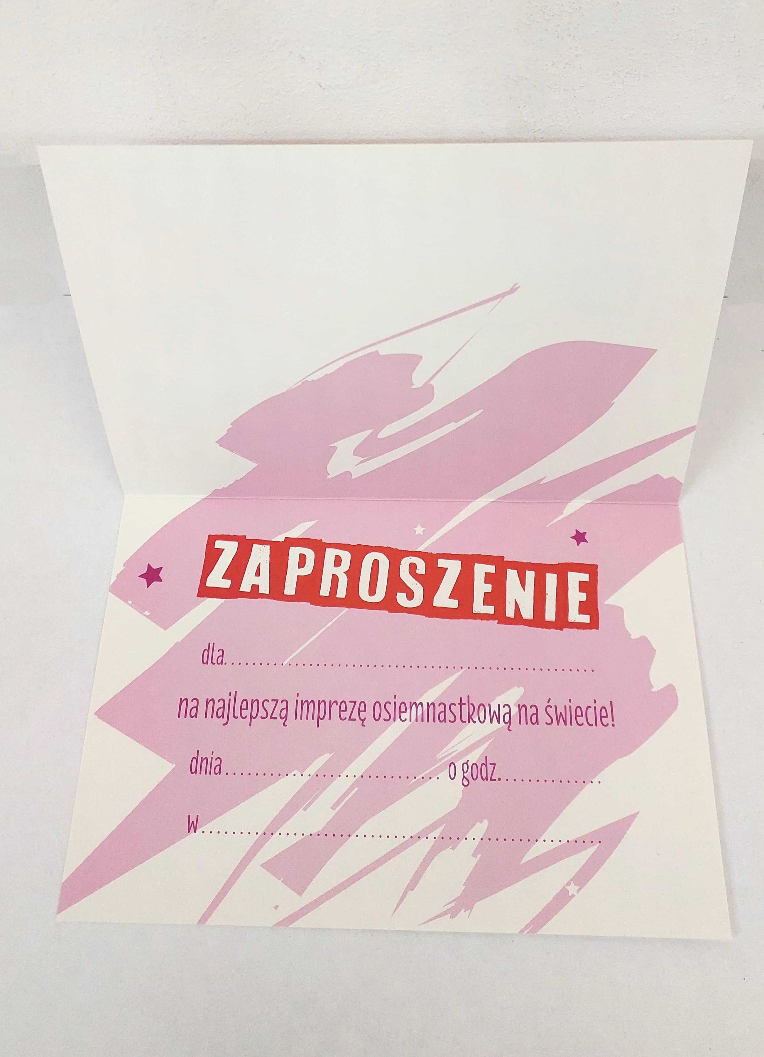 Zaproszenie różowy DOWÓD 18 URODZINY, 1 szt.