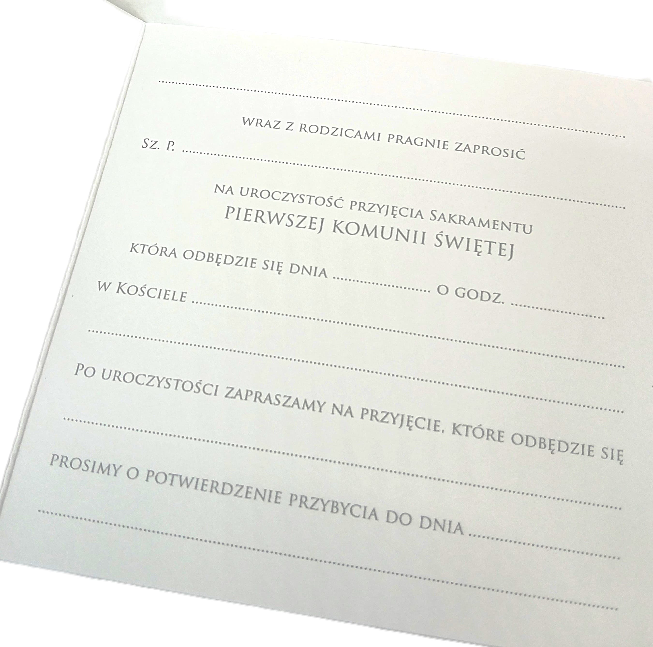 Zaproszenie Komunia Święta gałązki-złocone 1 szt.