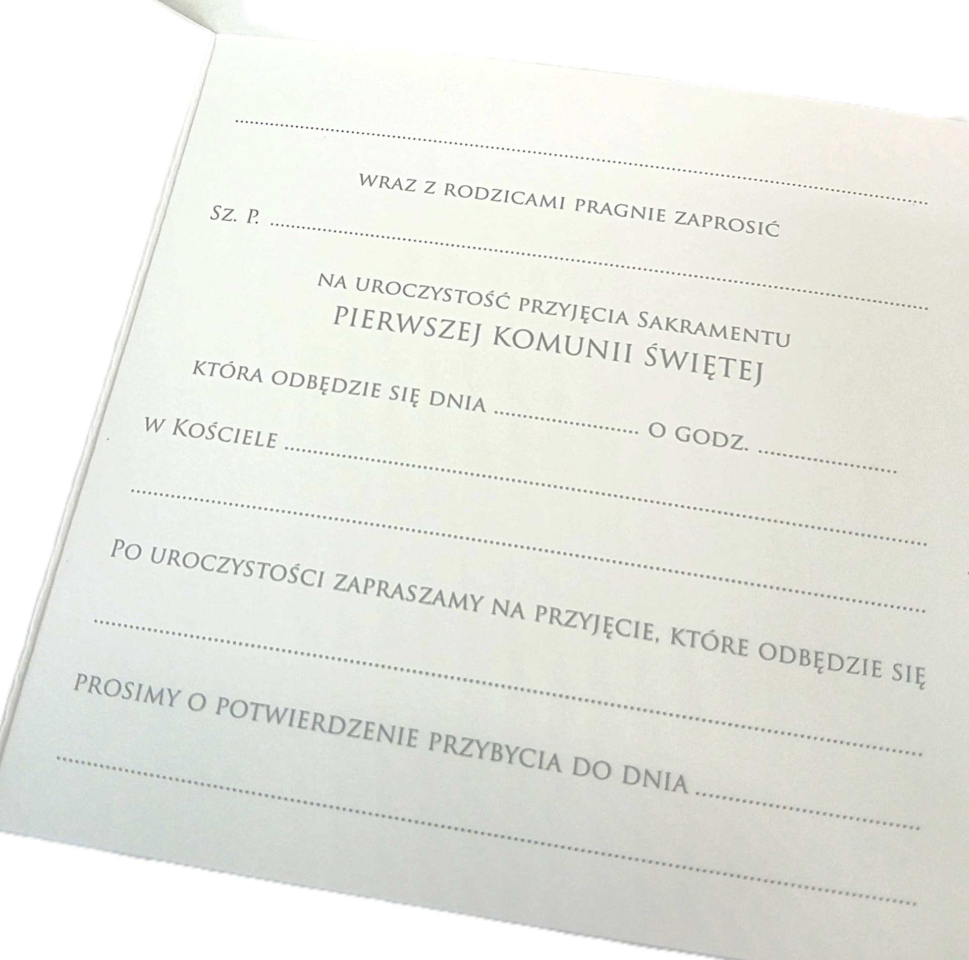 Zaproszenie Komunia Święta gałązki-złocone 1 szt.