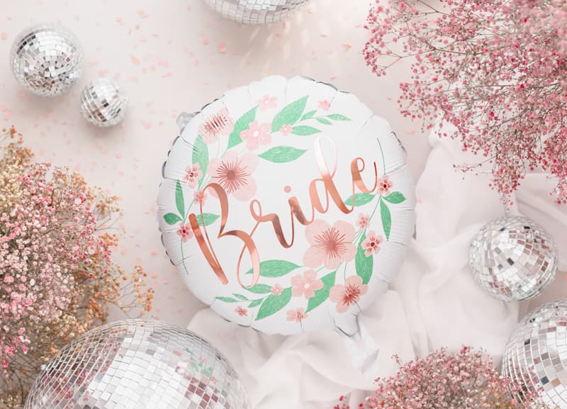 Balon foliowy Bride kwiaty 45cm, biały