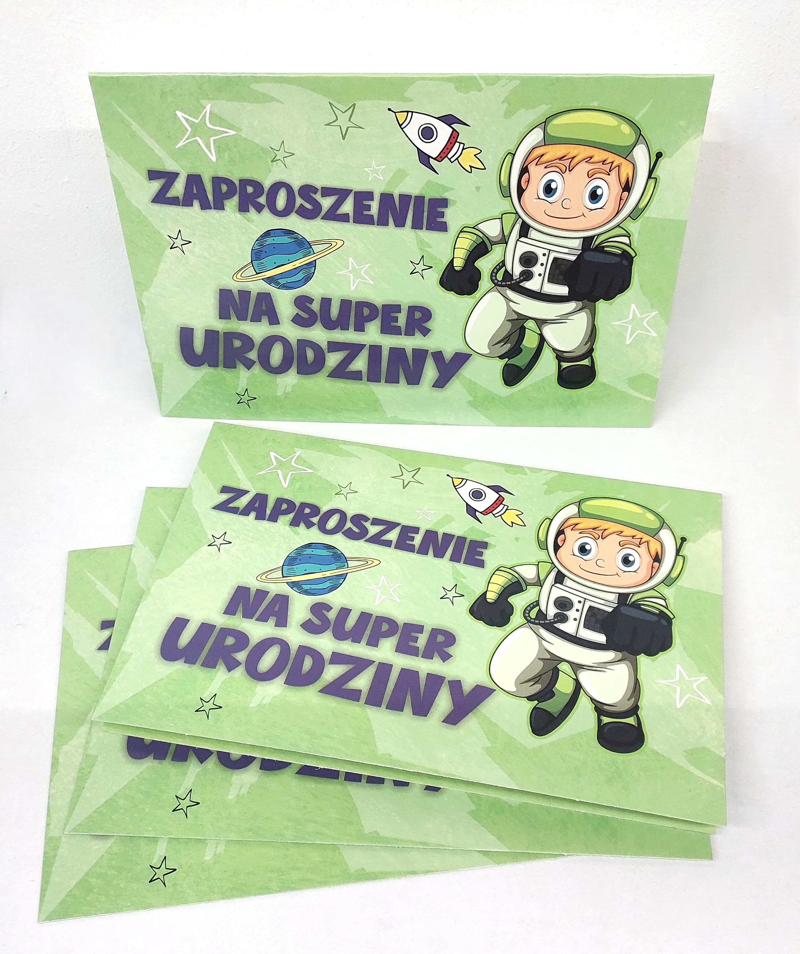 Zaproszenie zielony chłopiec na URODZINY, 1 szt.