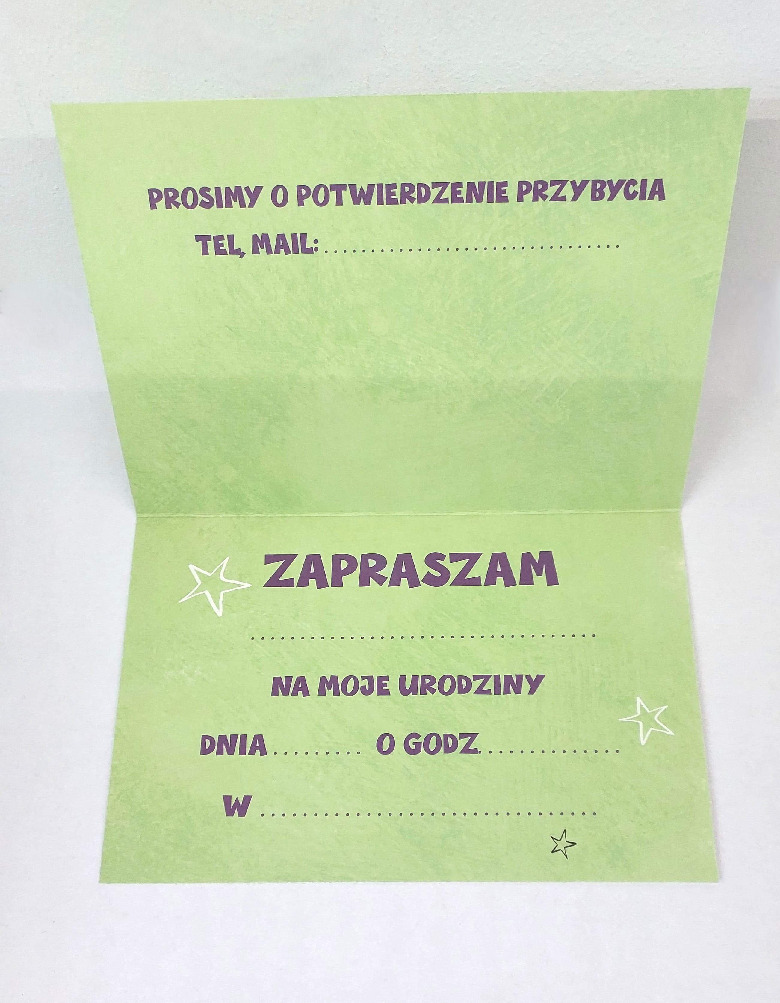 Zaproszenie zielony chłopiec na URODZINY, 1 szt.