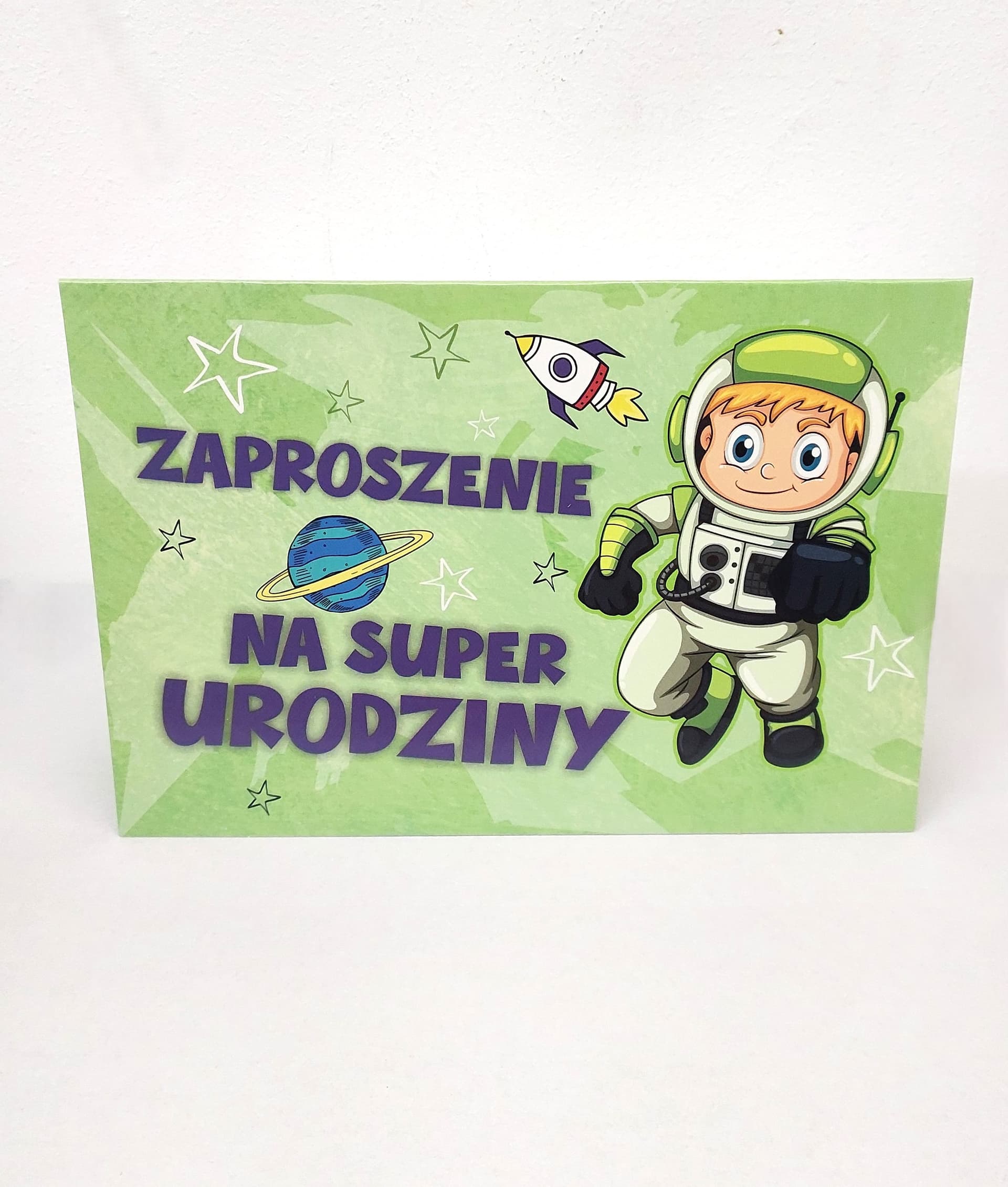 Zaproszenie zielony chłopiec na URODZINY, 1 szt.