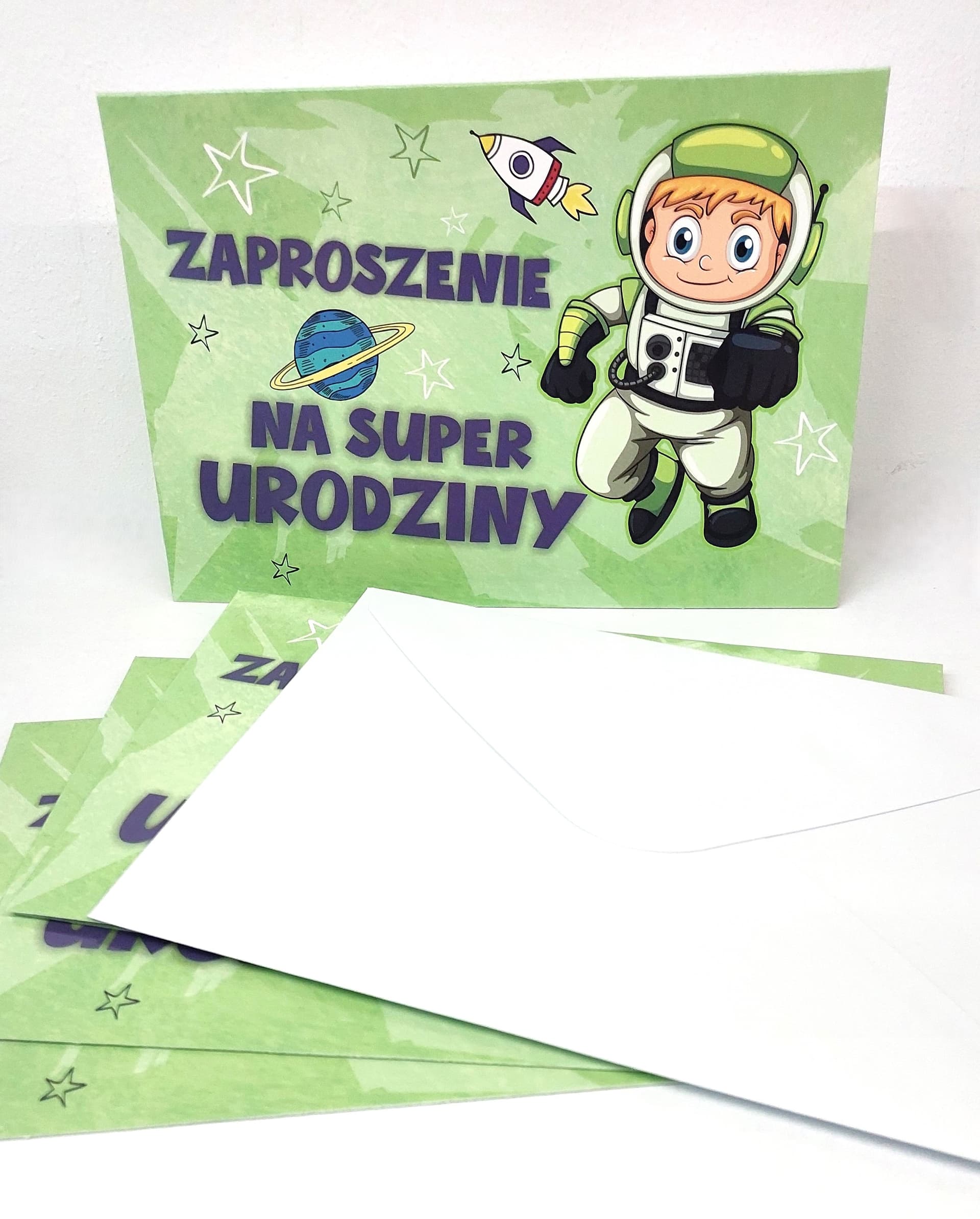 Zaproszenie zielony chłopiec na URODZINY, 1 szt.