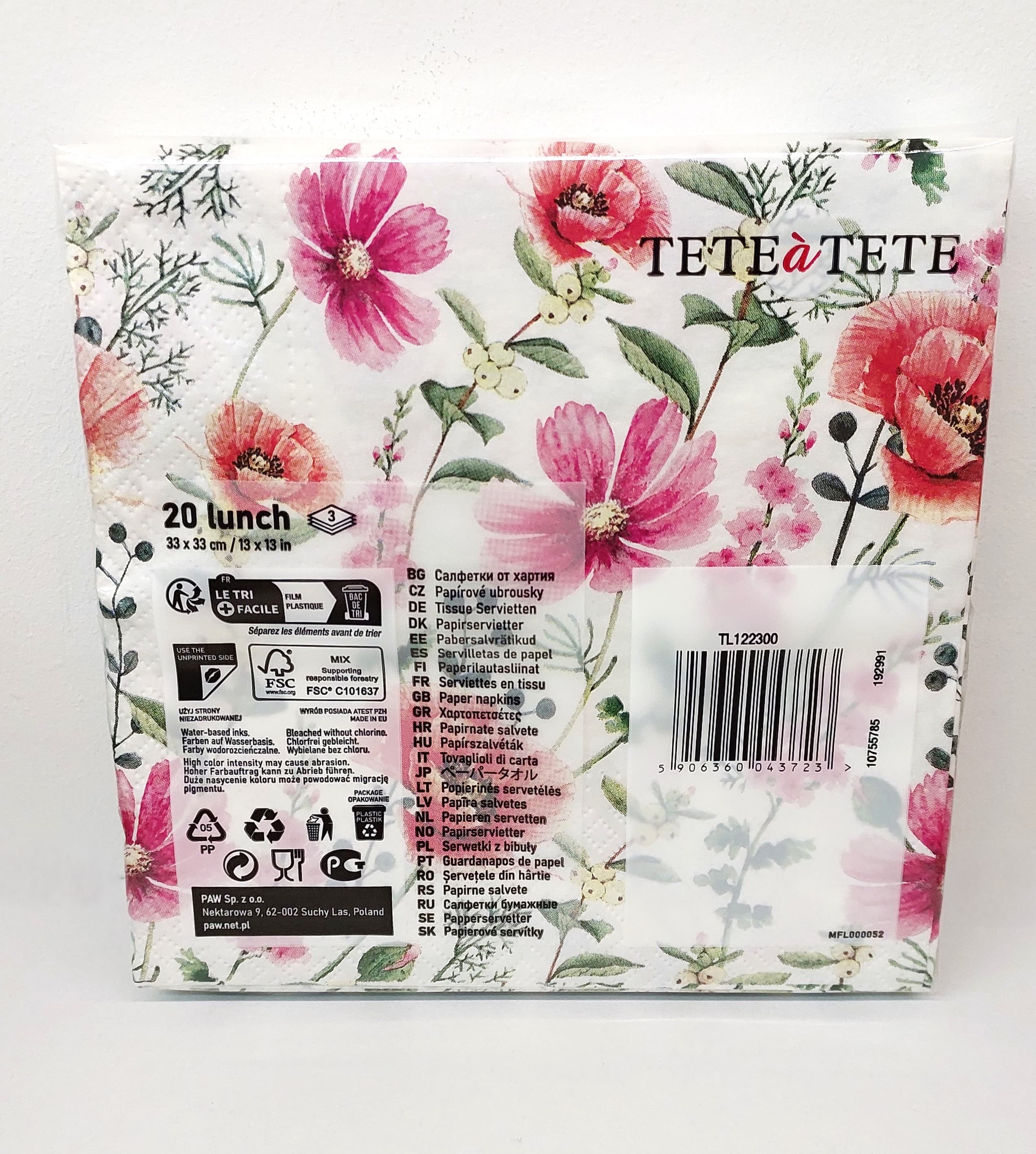 Serwetki Polne Maki, 33x33 - 20 szt.