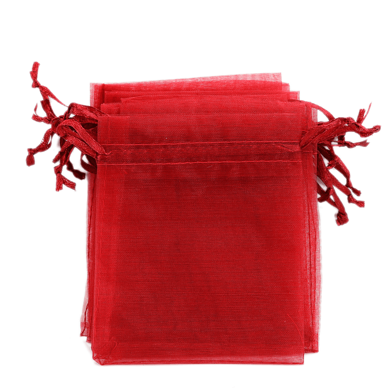 Woreczki z organzy, 10x12cm/12szt, czerwone