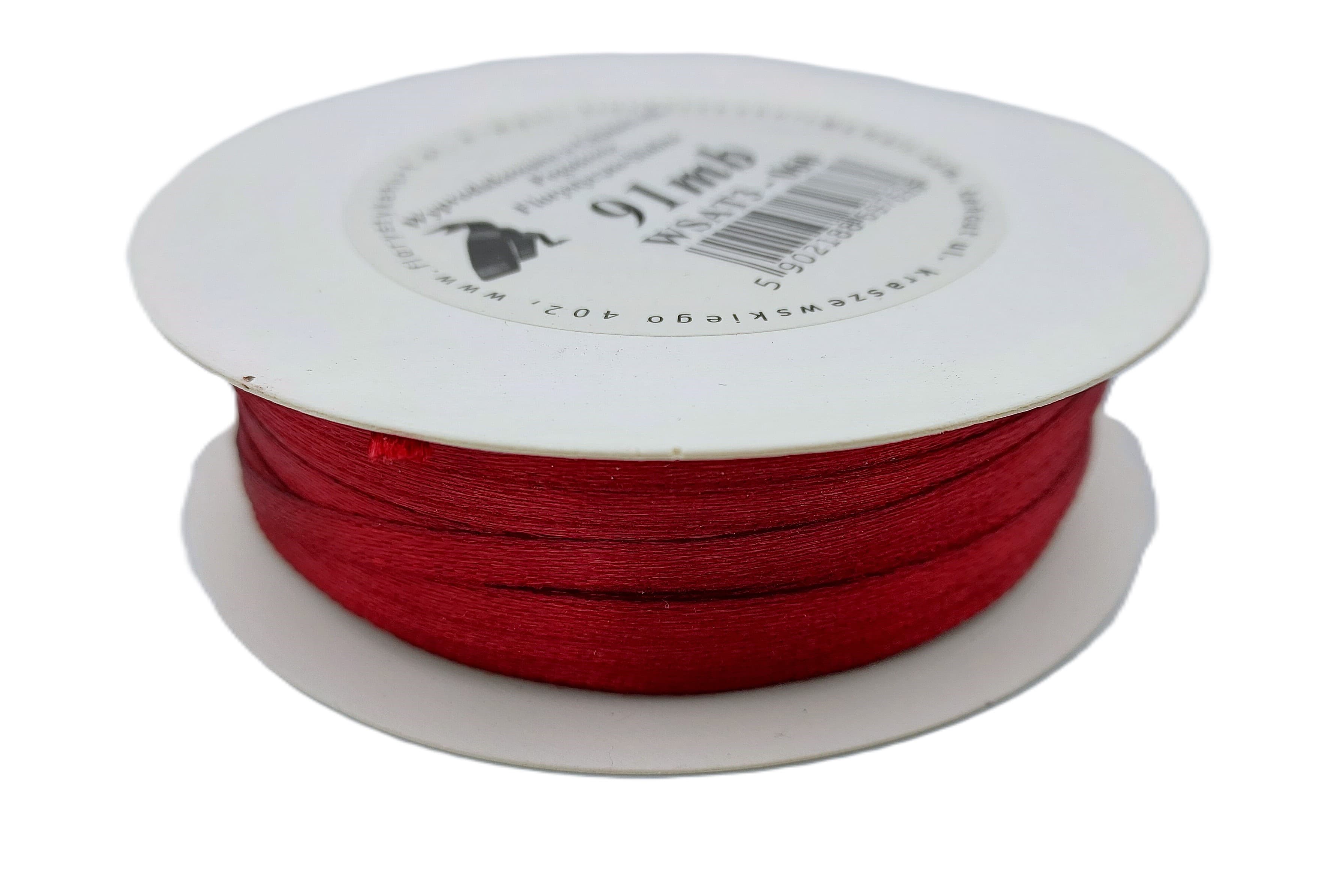 Wstążka satynowa 3mm/91mb, bordowa