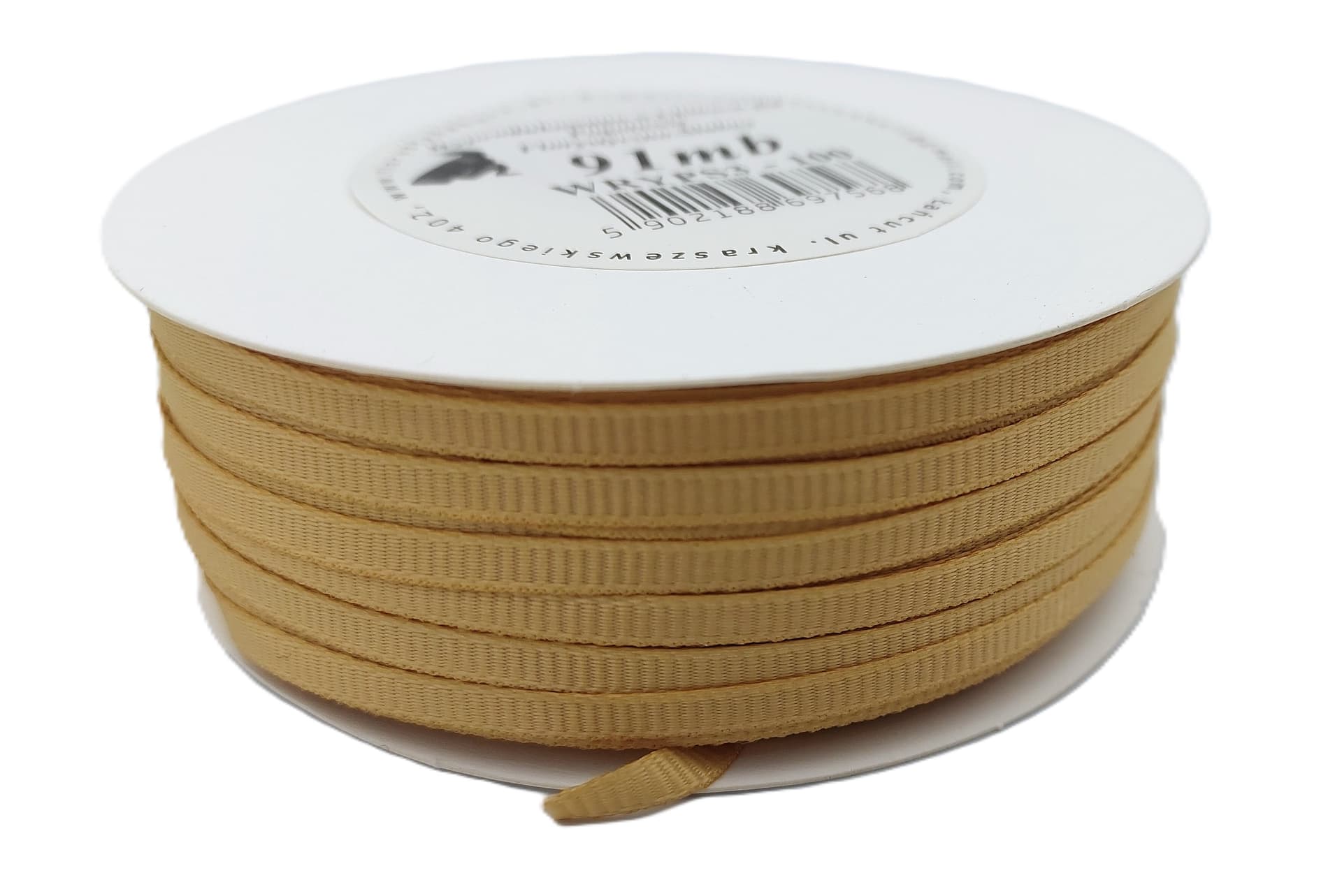 Wstążka rypsowa, 3mm/91mb, złota