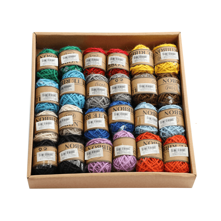 Sznurek jutowy, długość 24szt/9mb, mix kolorów