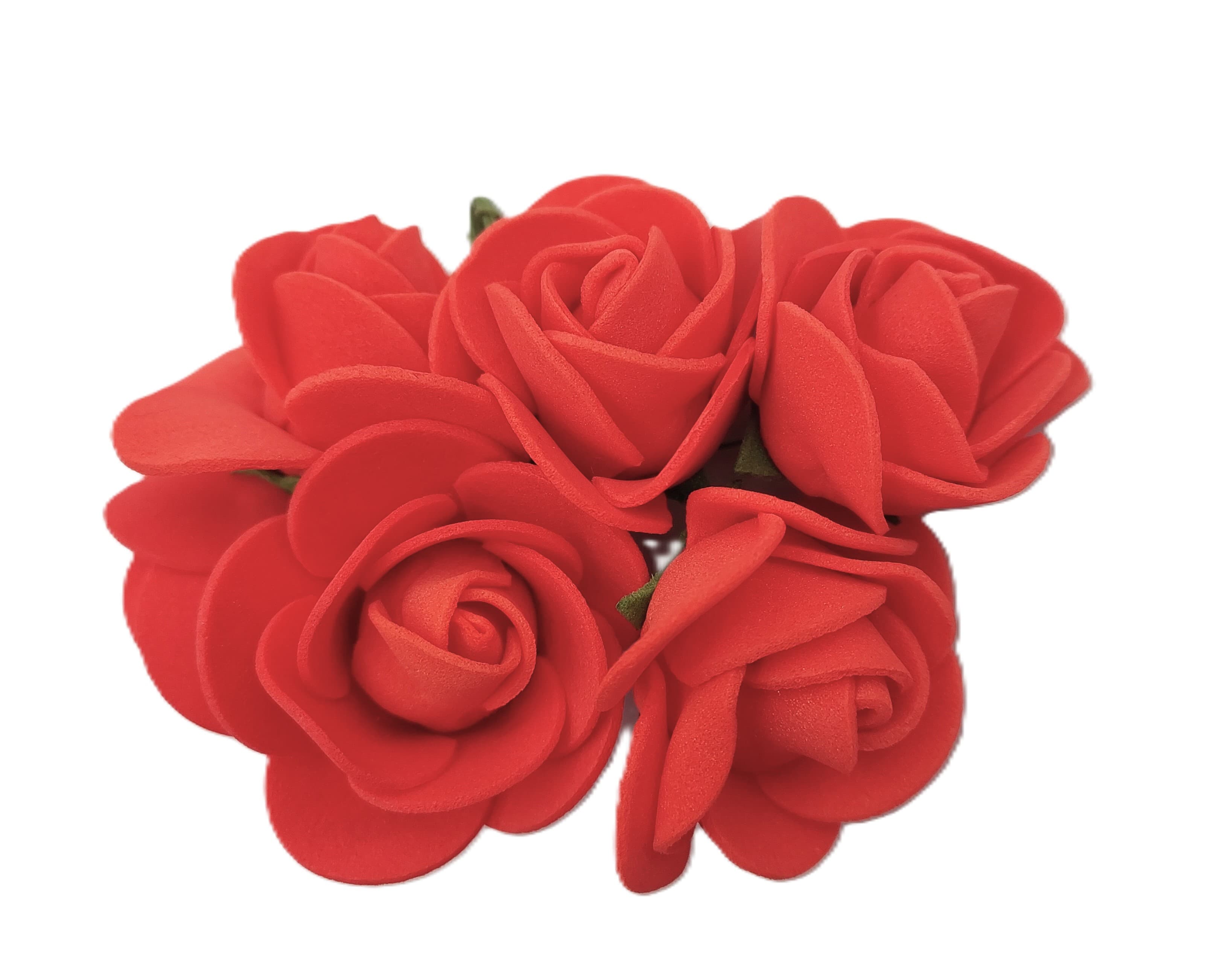 Piankowe kwiaty na drucie, śr.3cm/6szt, czerwone