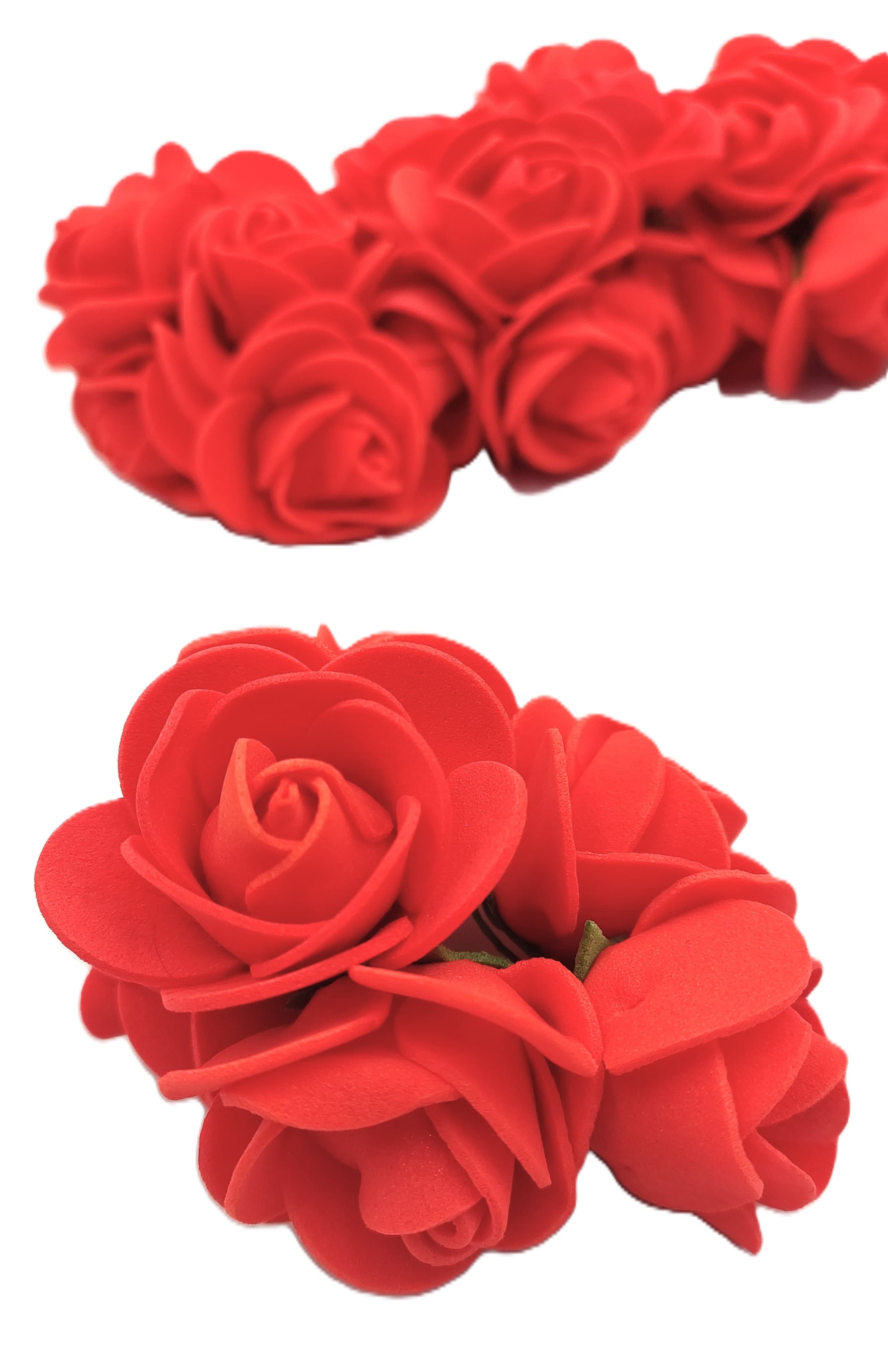 Piankowe kwiaty na drucie, śr.3cm/6szt, czerwone