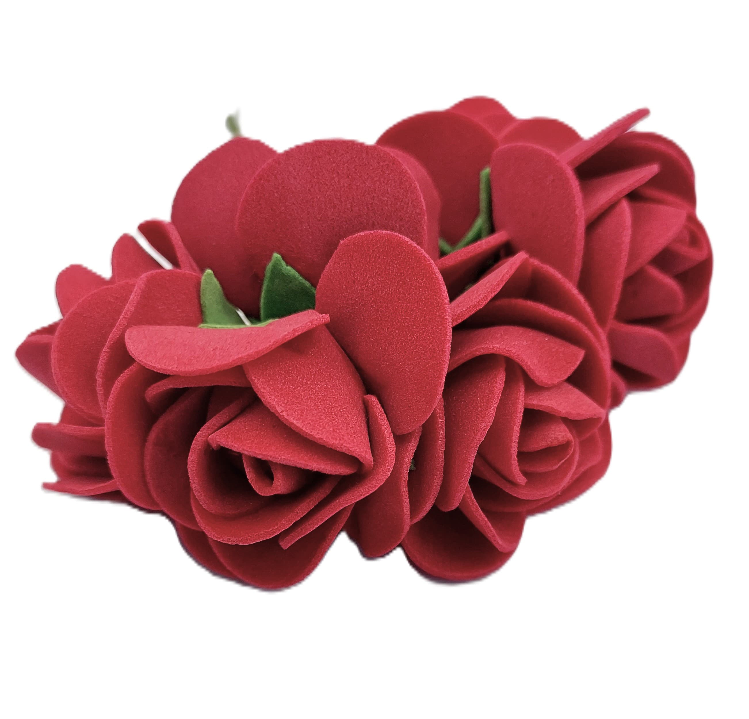 Piankowe kwiaty na drucie, śr.3cm/6szt, bordowe