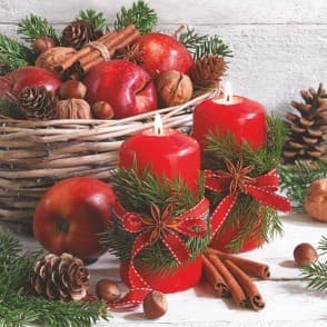 Serwetki świąteczne 33x33cm/20 szt-czerwona świeca