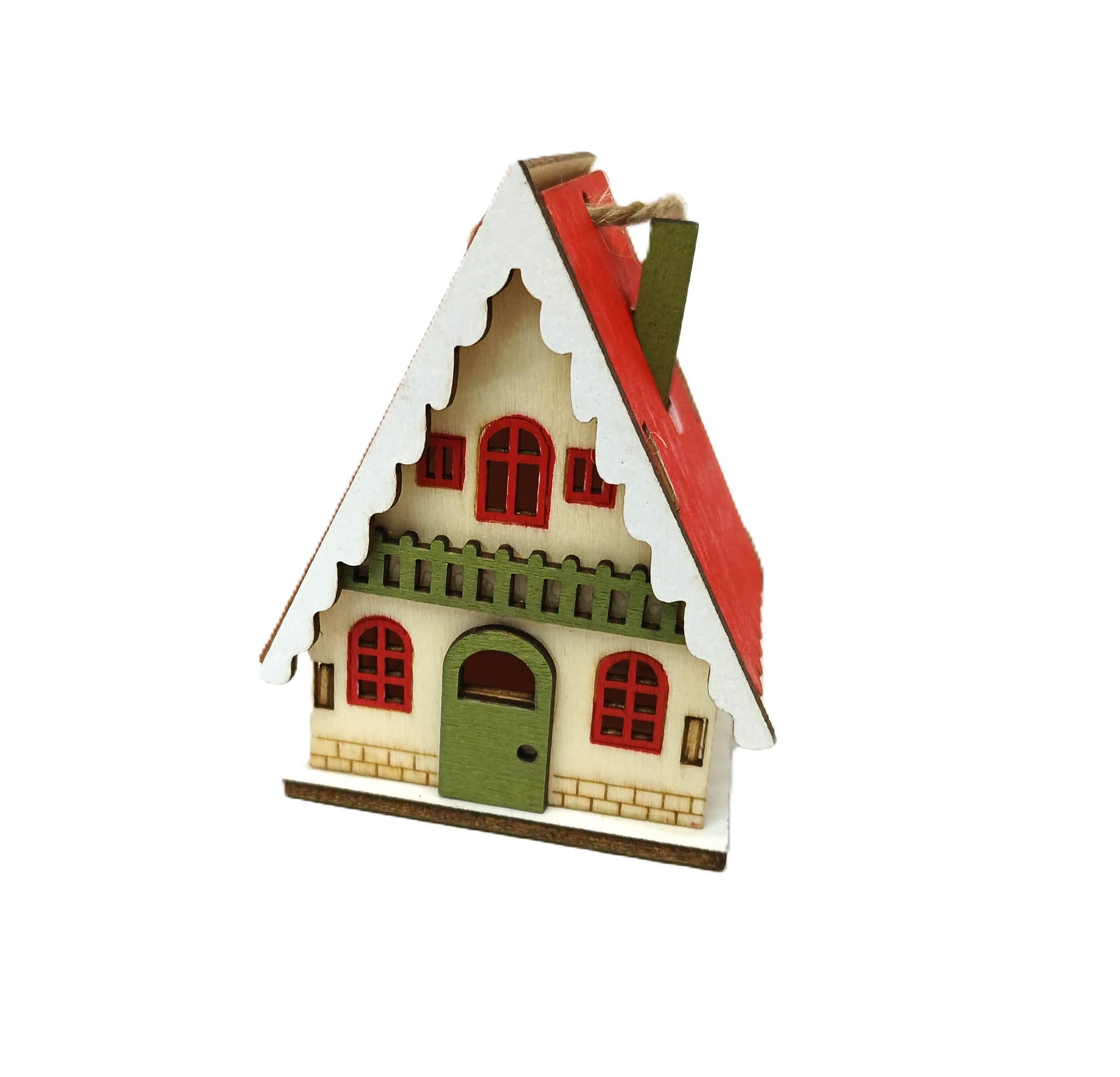 Zawieszka domek drewniany góralski 3D, 4x4,5x6cm
