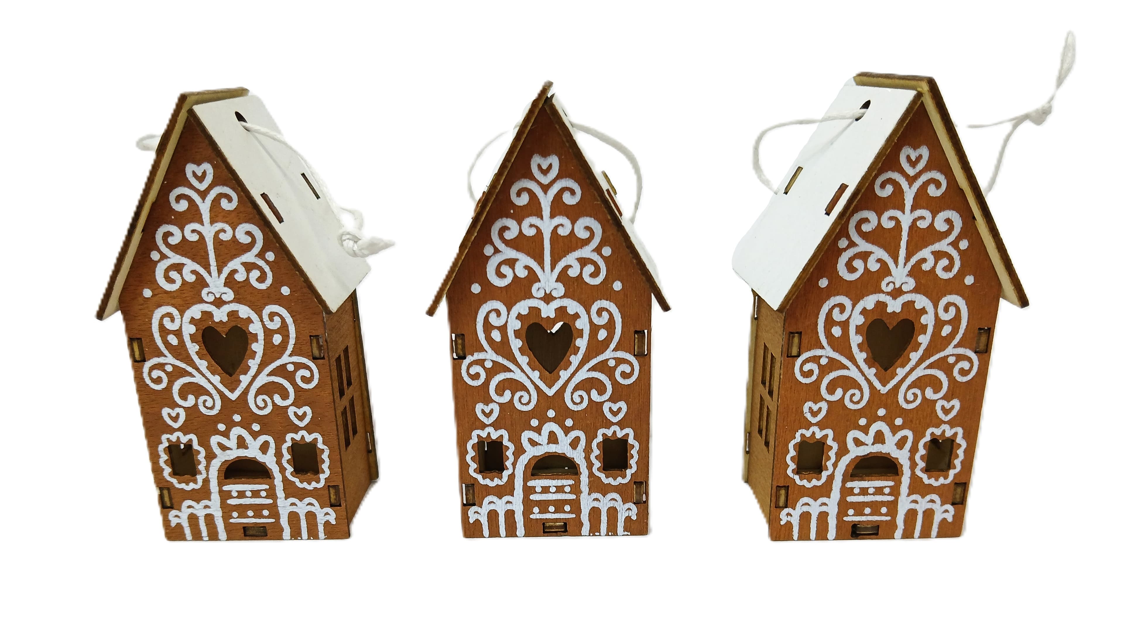 3szt Zawieszka dom z piernika wysoki 3D 2,5x3x8cm