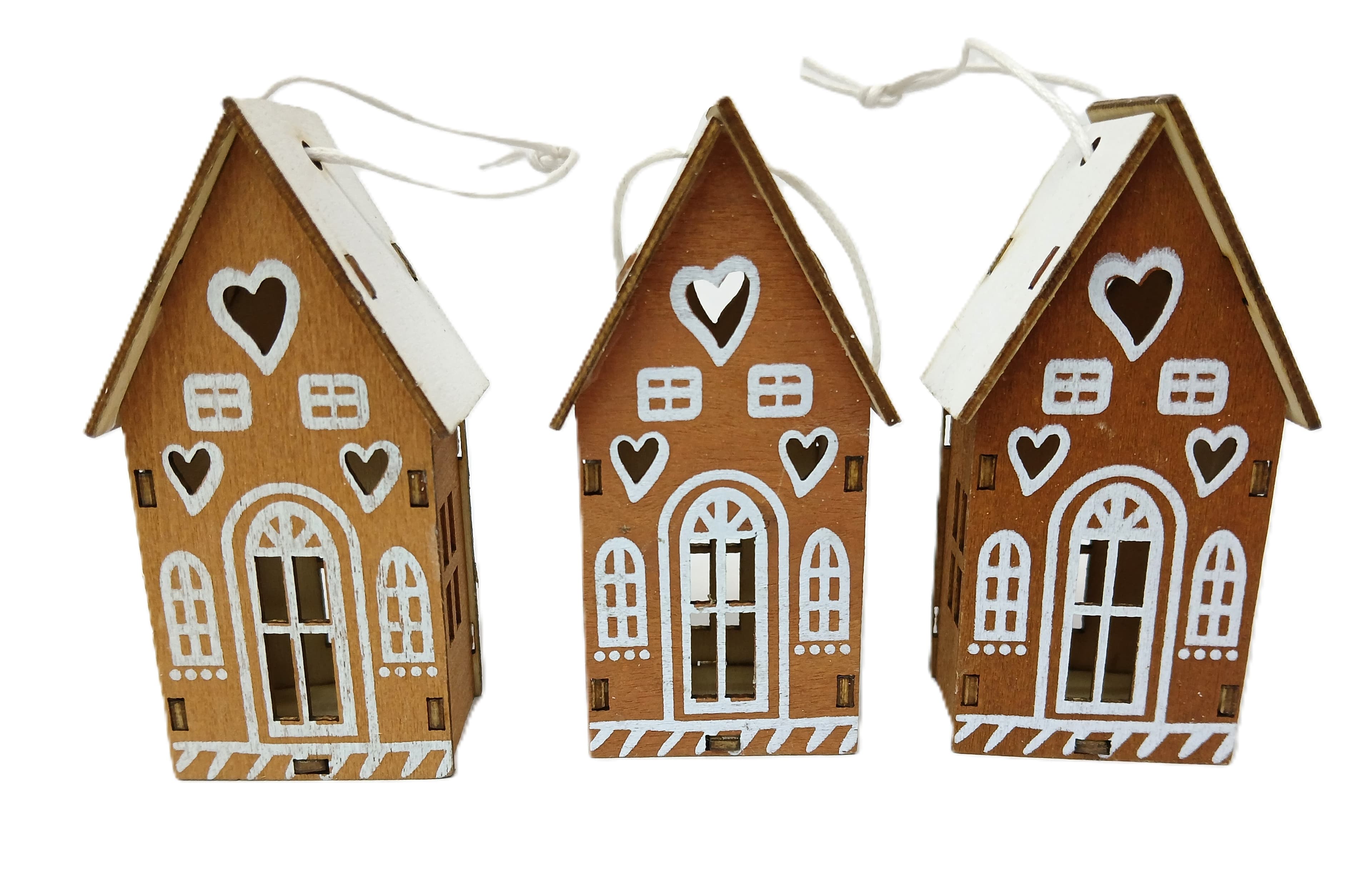 3szt Zawieszka dom z piernika wysoki 3D 2,5x3x8cm