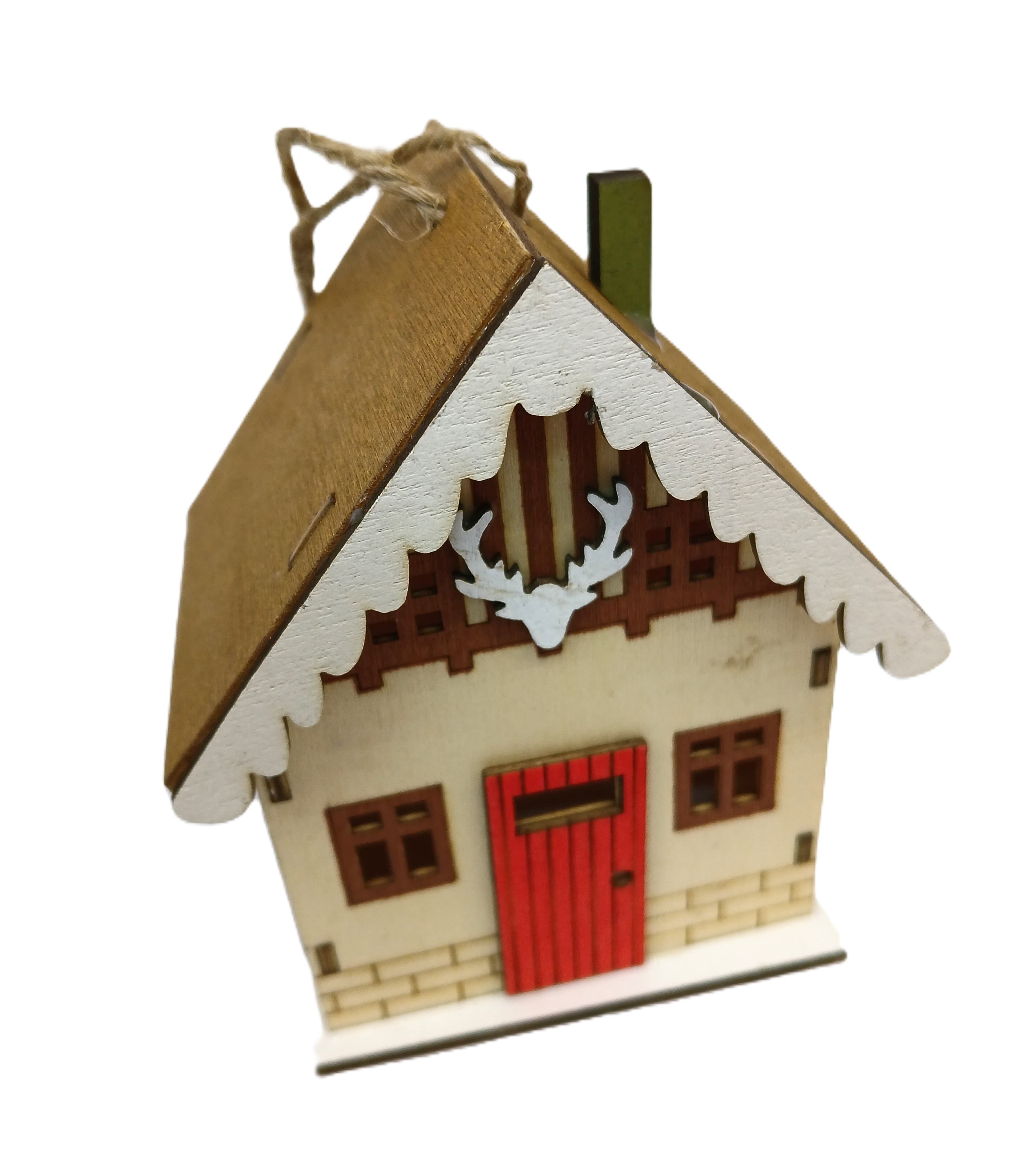 Zawieszka DUŻY dom drewniany góralski 3D,9,5x8 cm