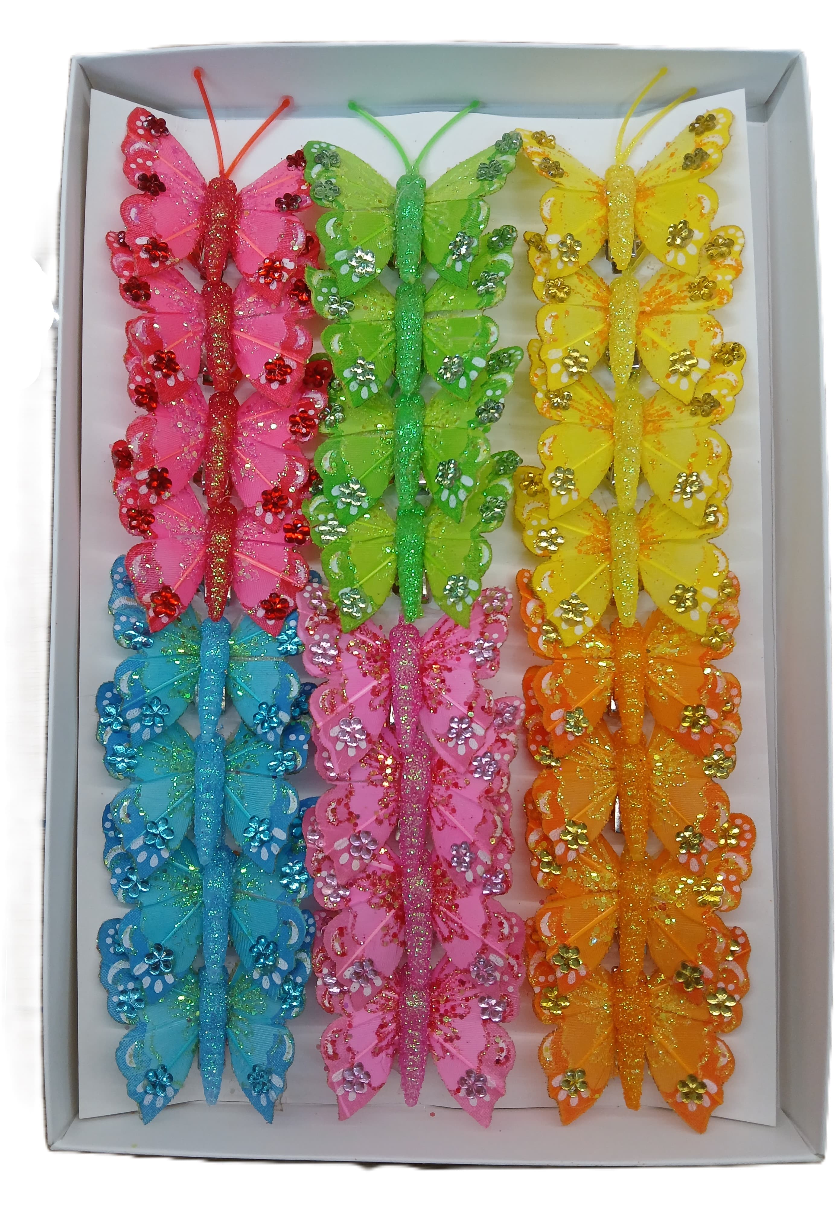 Sztuczne kolorowe motyle szer. 5cm, 24szt.