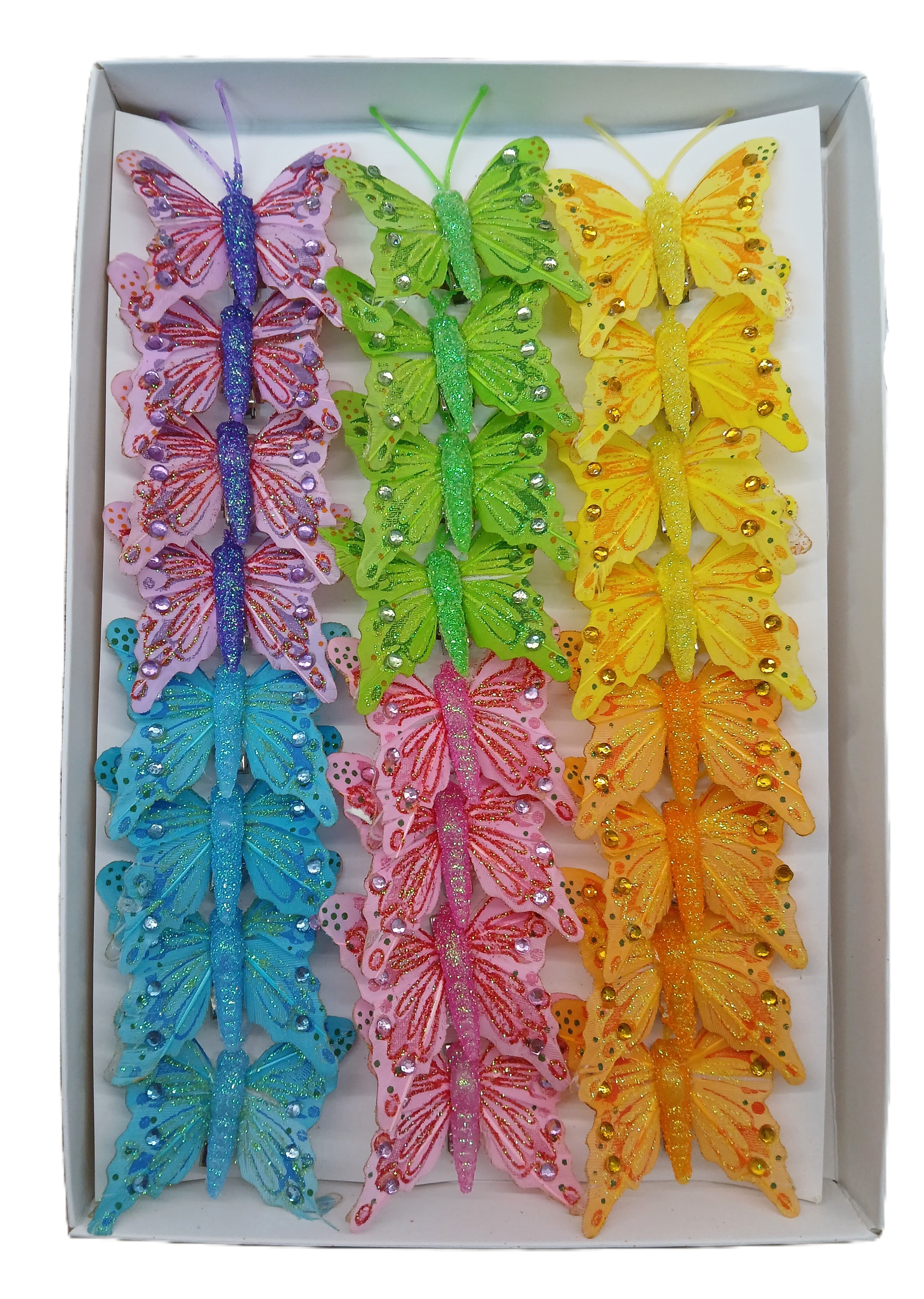 Sztuczne kolorowe motyle szer. 5cm, 24szt.