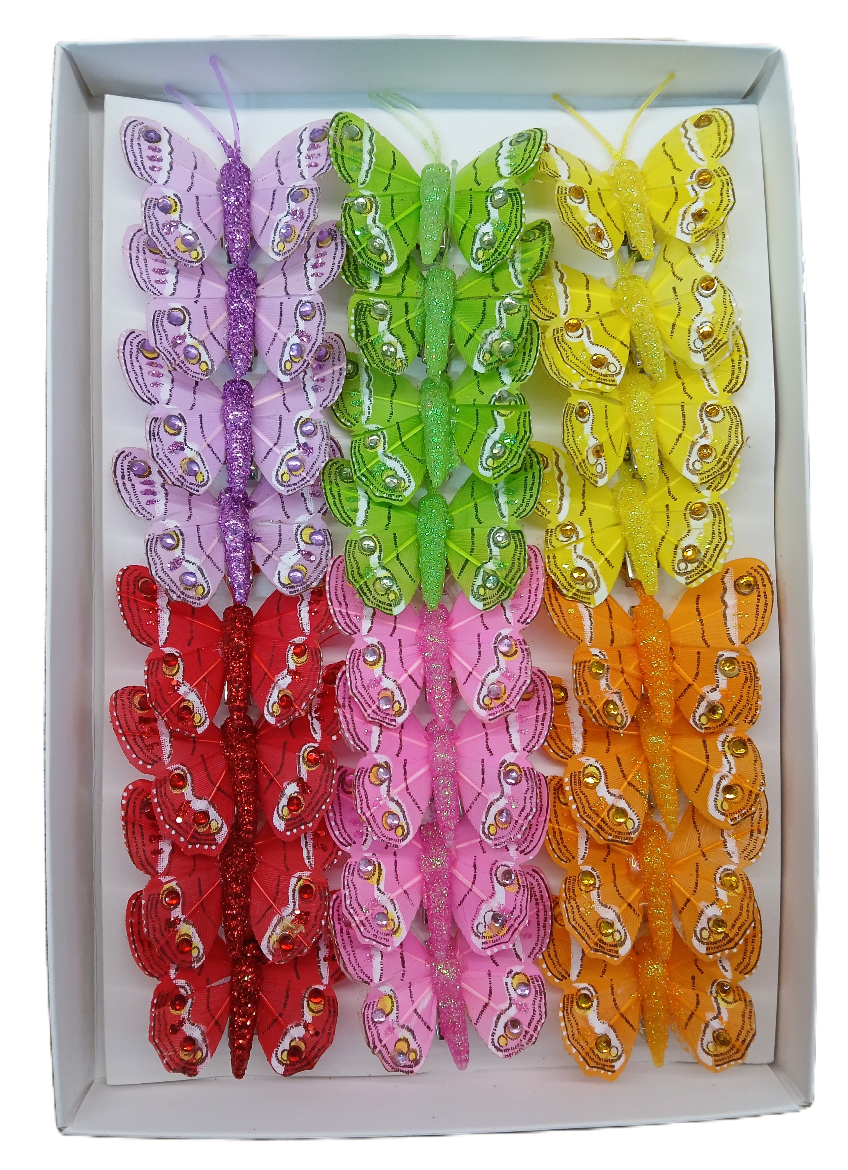 Sztuczne kolorowe motyle szer. 5cm, 24szt.