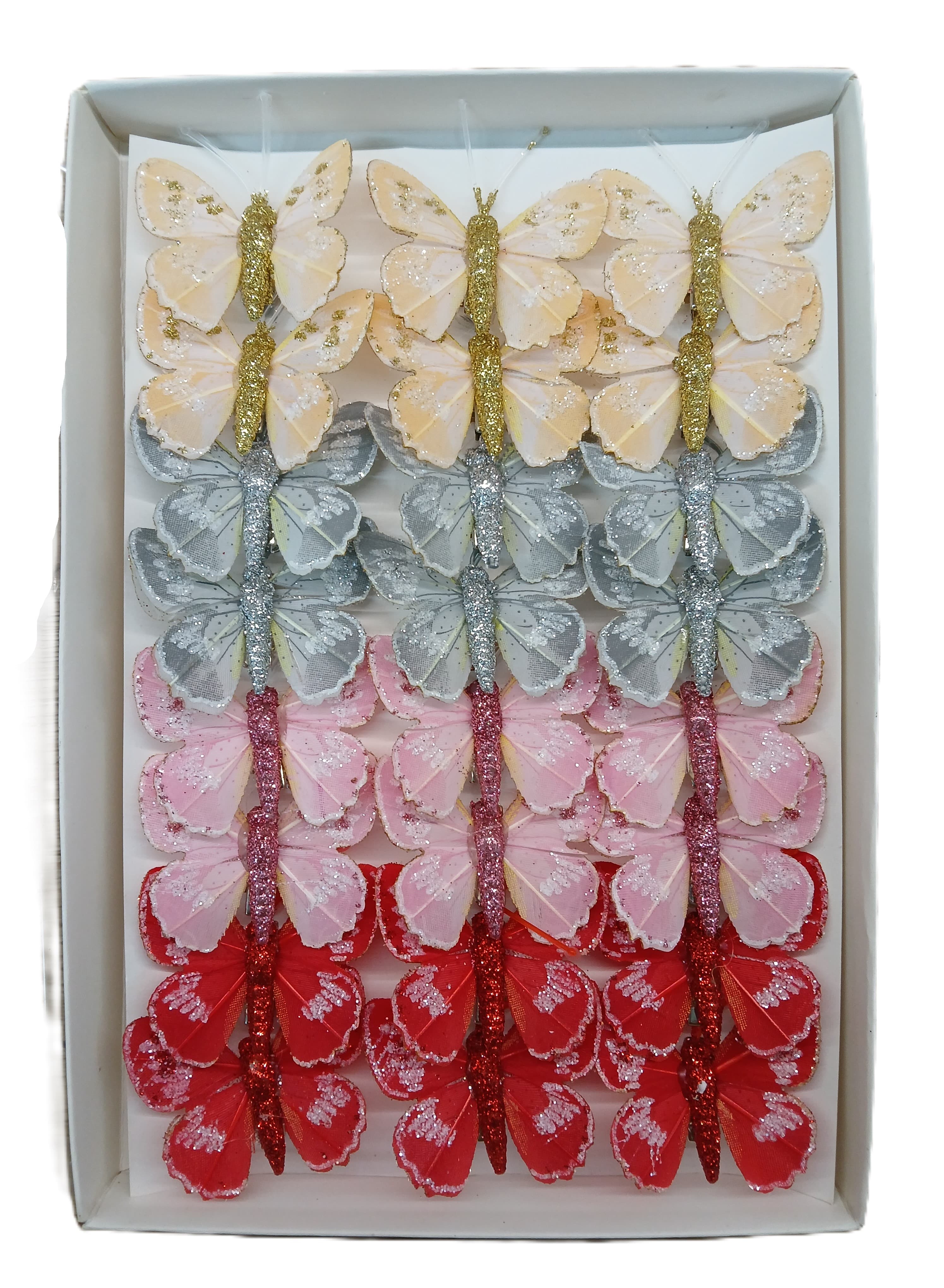 Sztuczne kolorowe motyle szer. 5cm, 24szt.