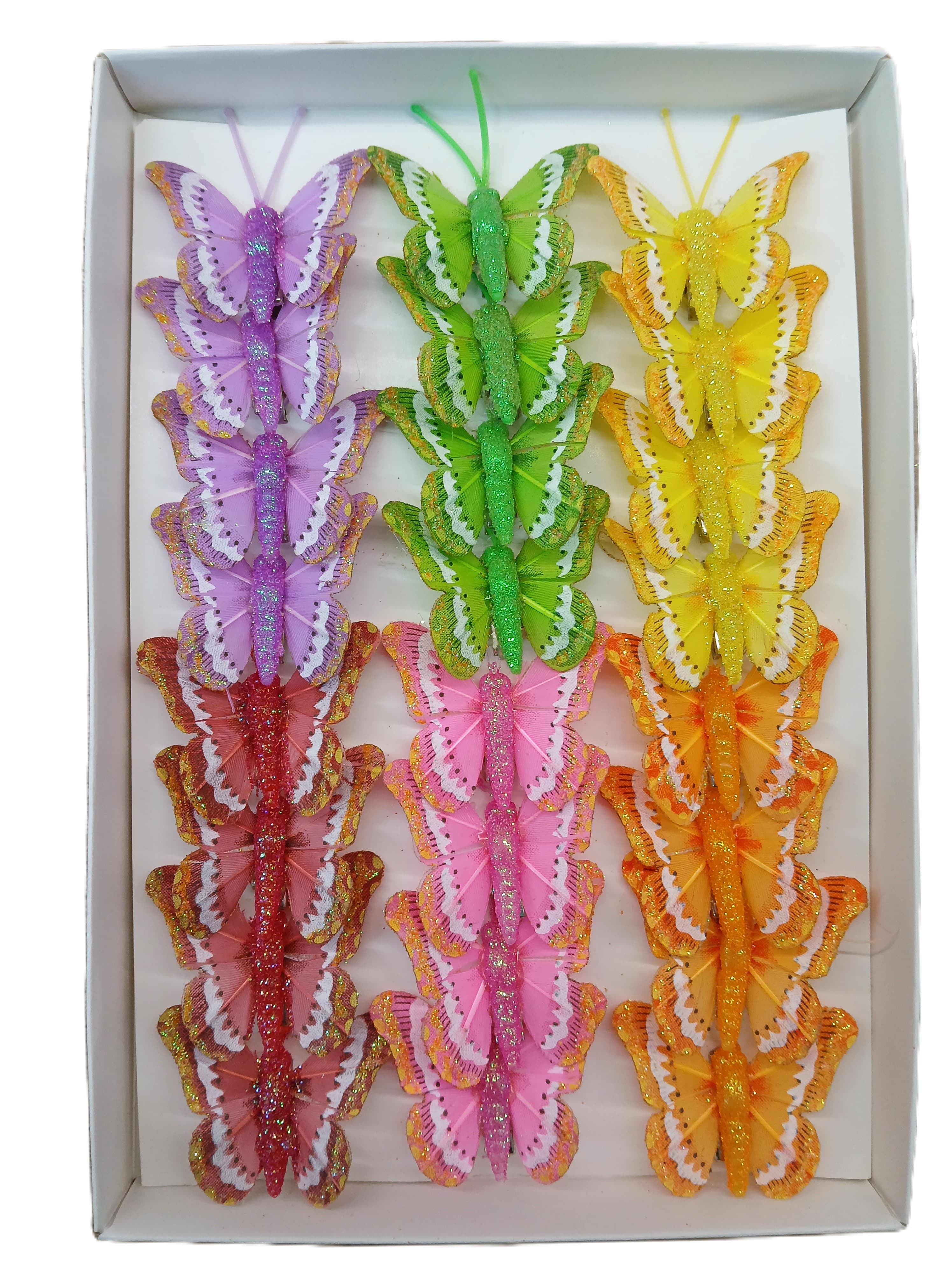 Sztuczne kolorowe motyle szer. 5cm, 24szt.