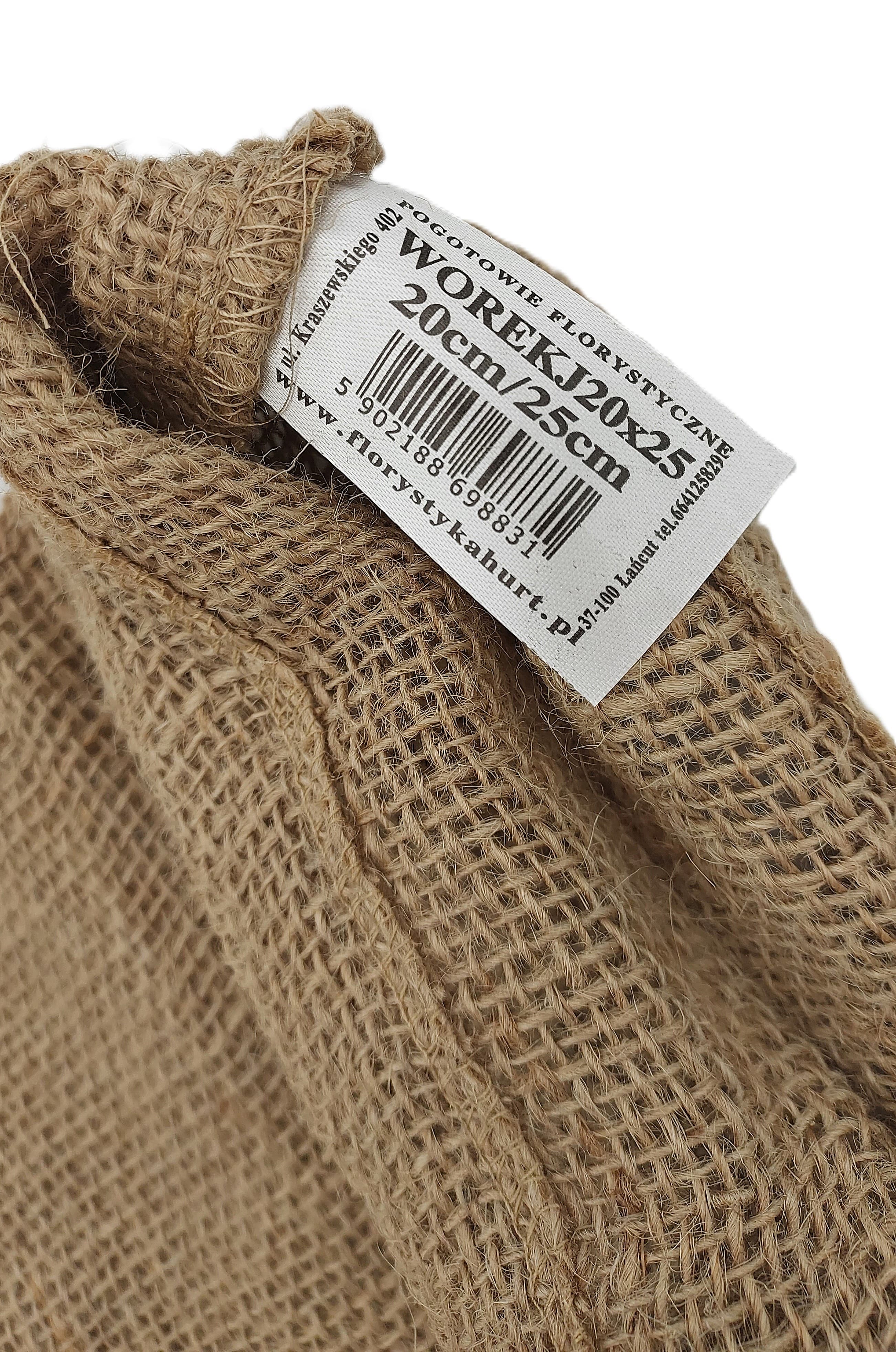 Worek jutowy ze ściągaczem, szer.20cm/wys.25cm