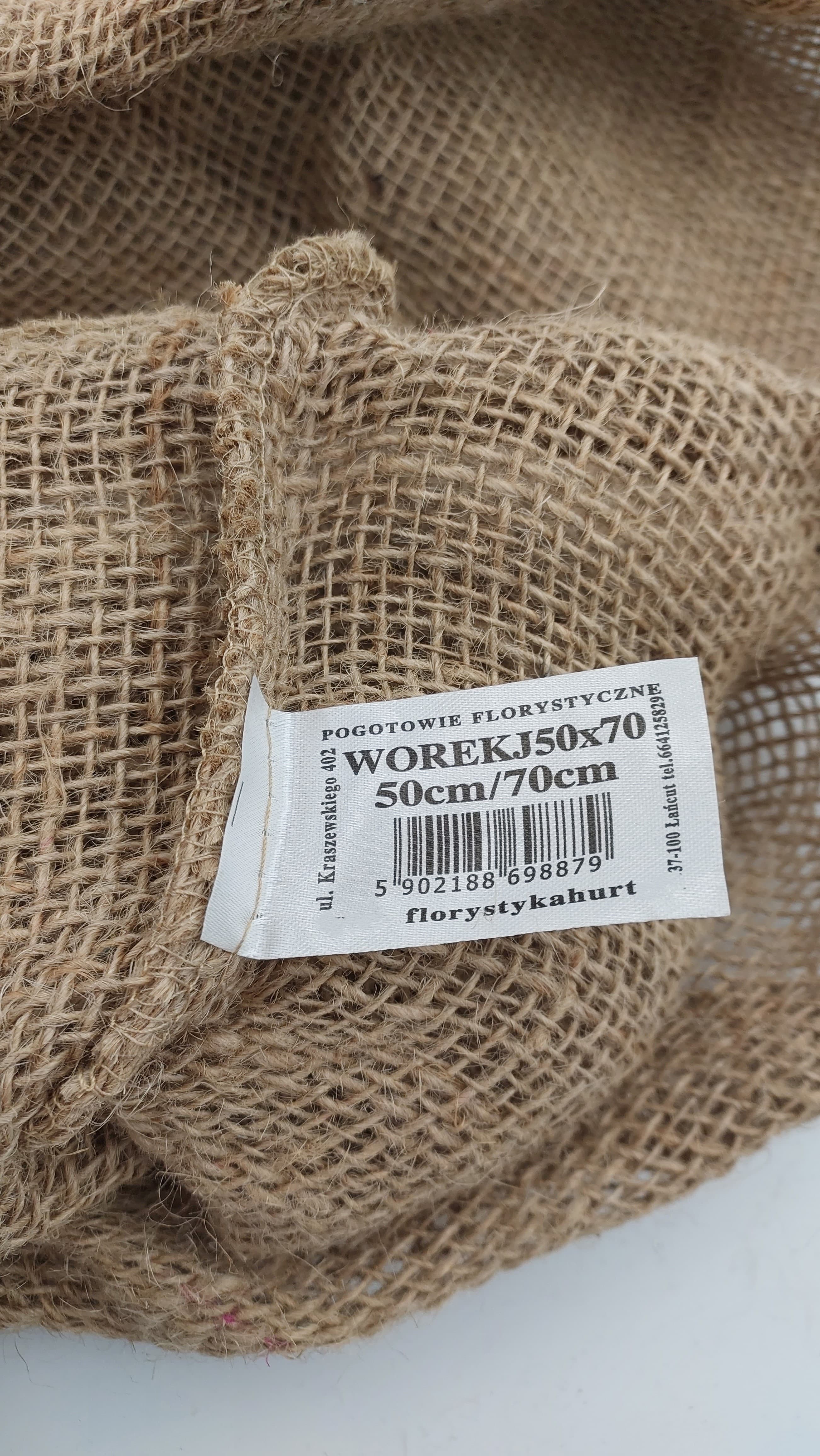 Worek jutowy ze ściągaczem, szer.50cm/wys.70cm