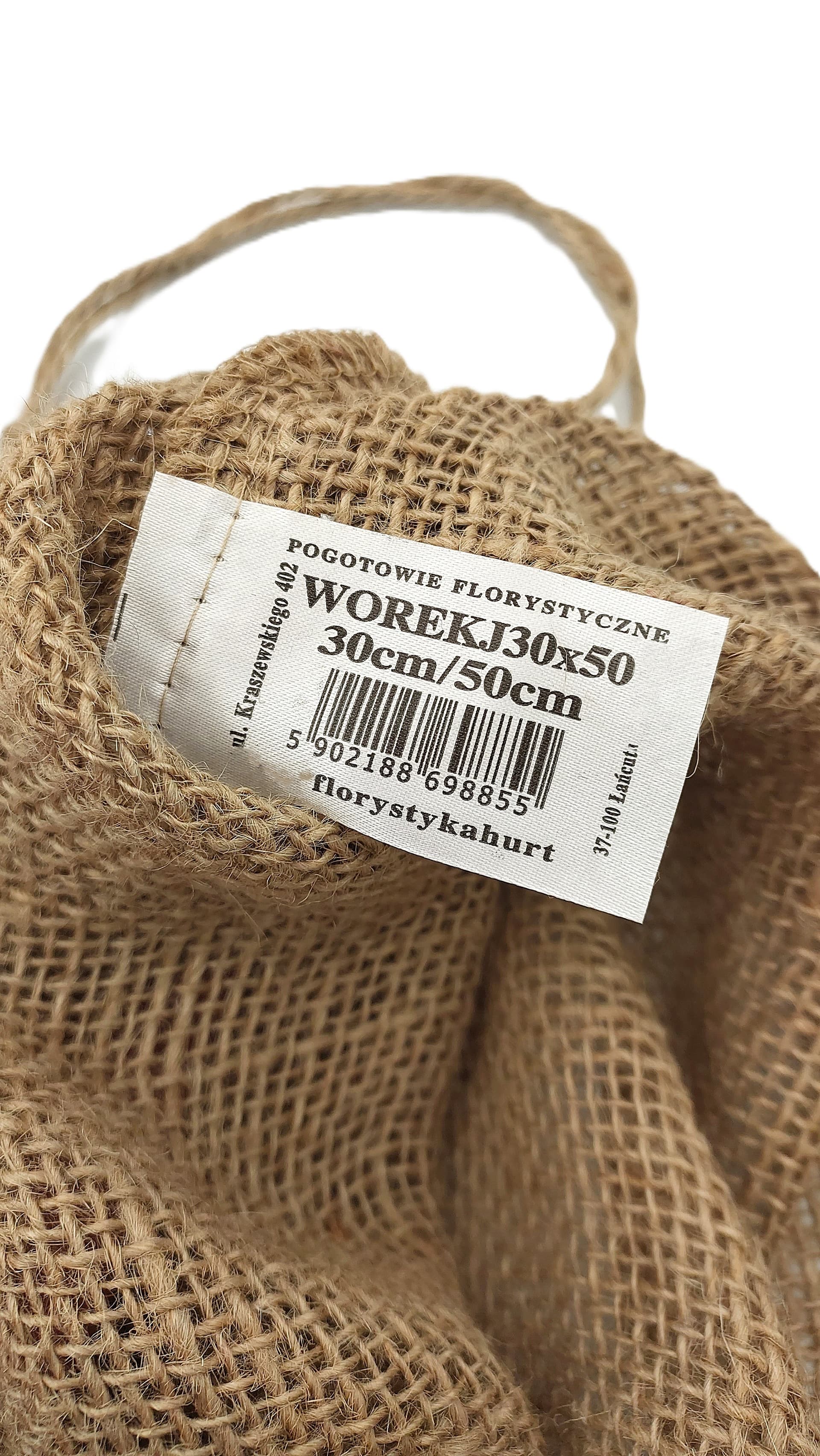 Worek jutowy ze ściągaczem, szer.30cm/wys.50cm