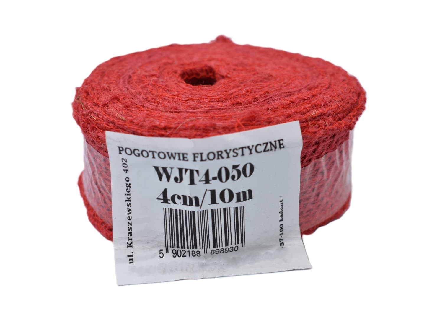 Wstążka jutowa, 9x8, 4cm/10mb, 260g/m2, czerwona