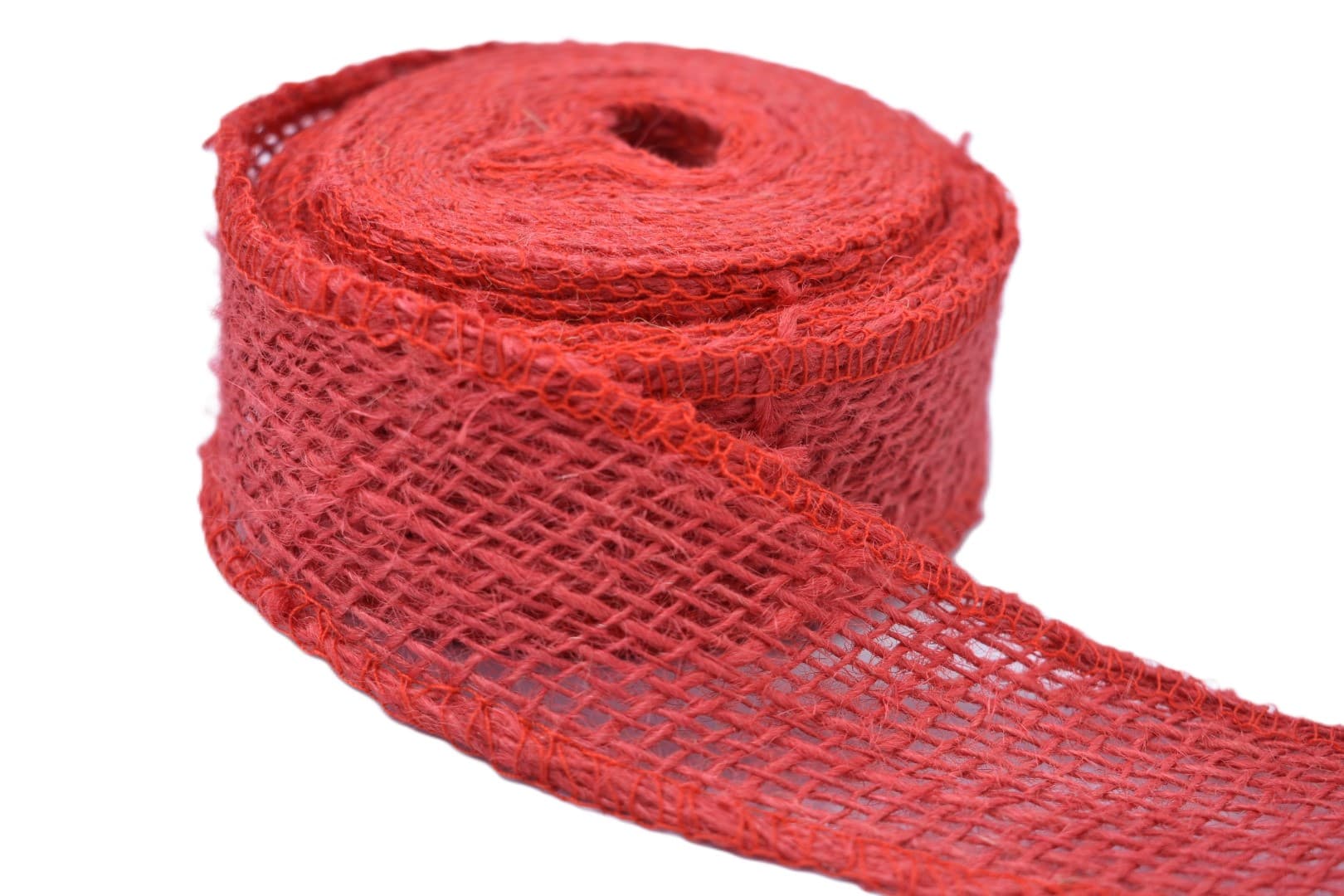 Wstążka jutowa, 9x8, 4cm/10mb, 260g/m2, czerwona