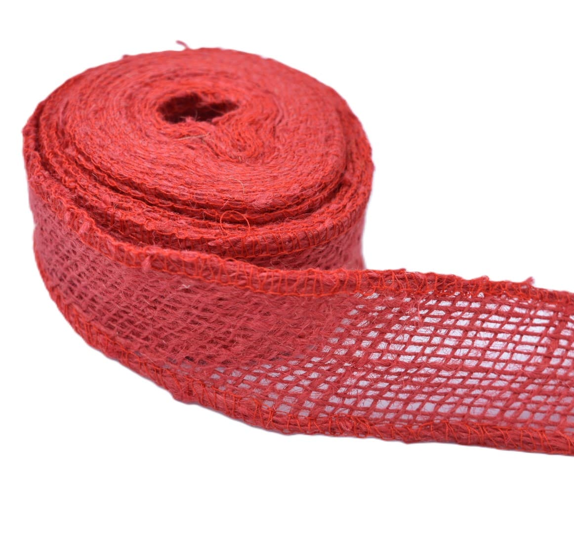 Wstążka jutowa, 9x8, 4cm/10mb, 260g/m2, czerwona