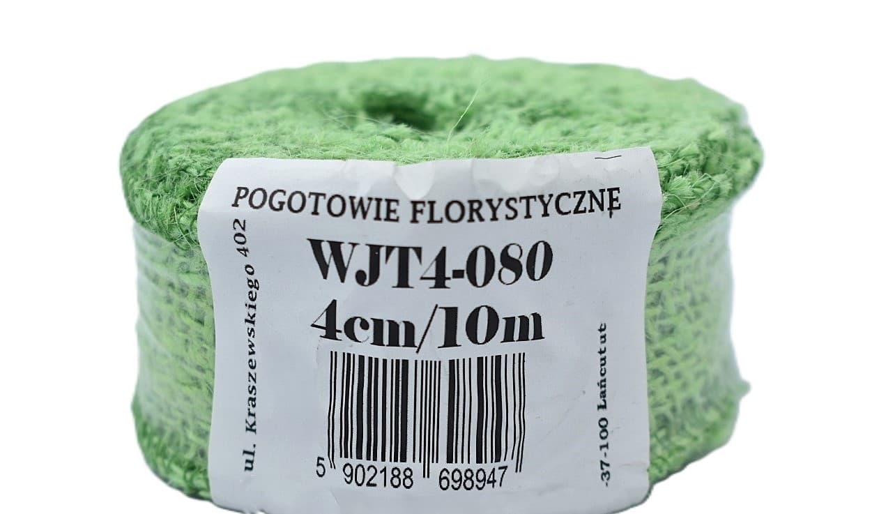 Wstążka jutowa, 9x8, 4cm/10mb, 260g/m2, zielona