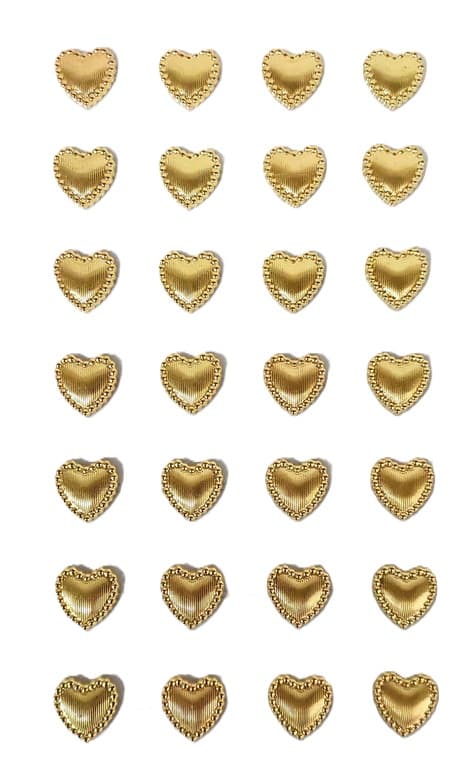 Dżety samoprzylepne serca 15x15mm/28szt, ZŁOTE