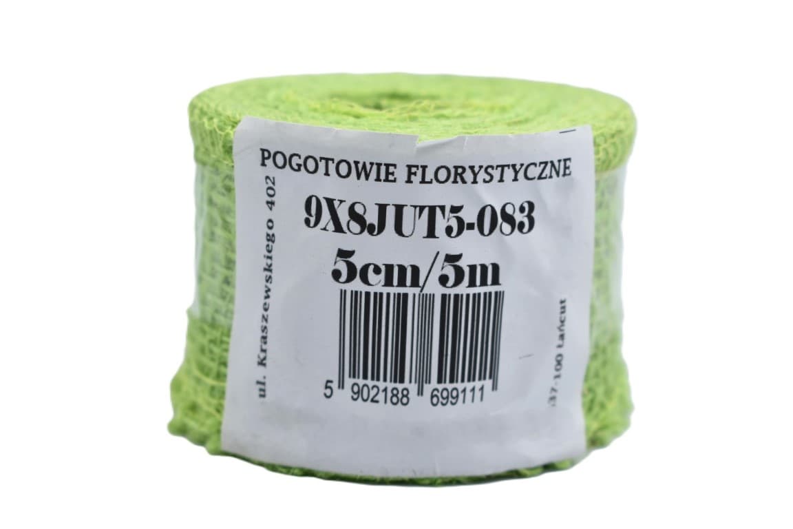 Juta obszywana, 9x8,10cm/5mb, 260g/m2, seledynowa