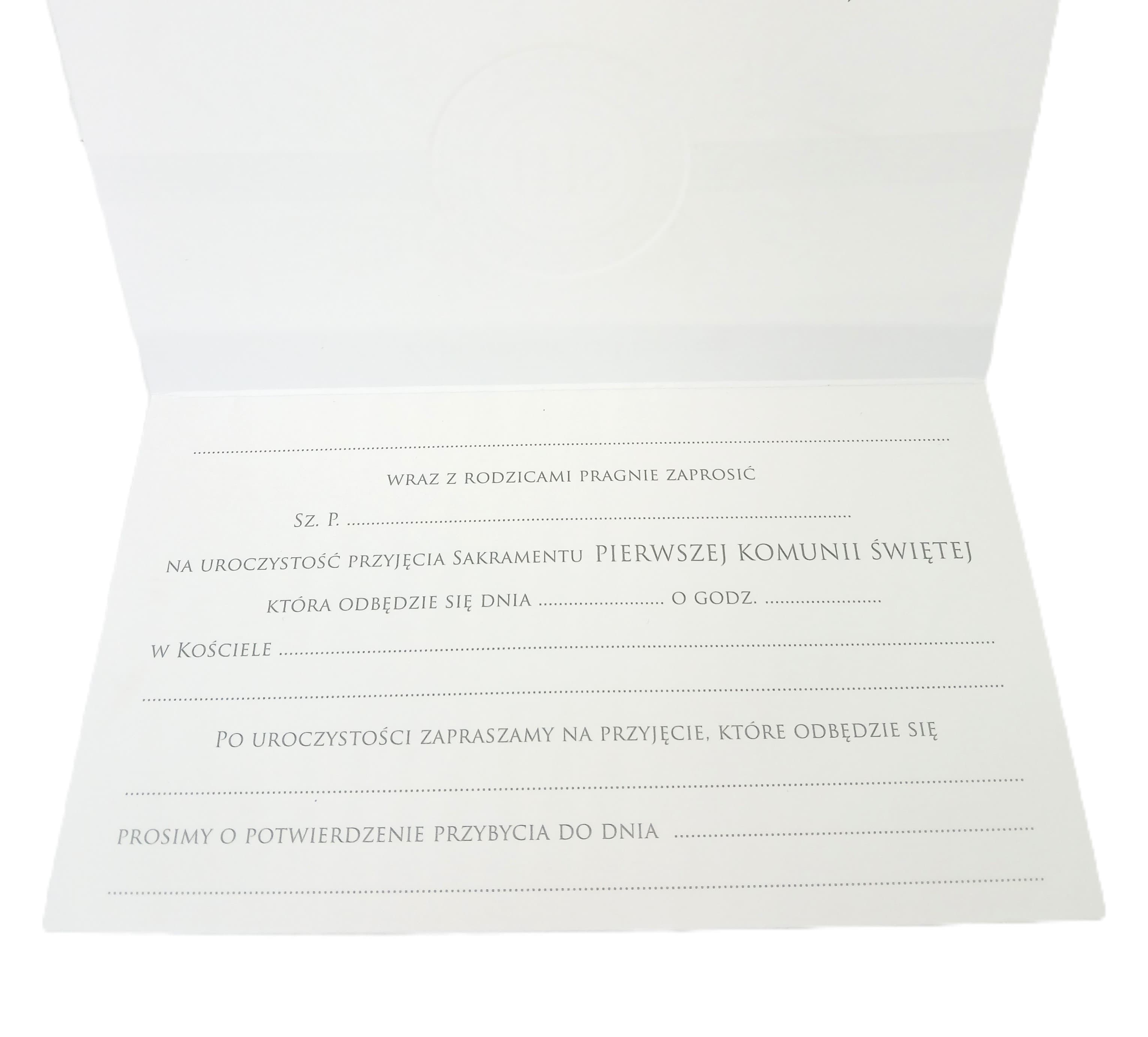 Zaproszenie Komunia Święta gałązki-podłużne 1 szt.