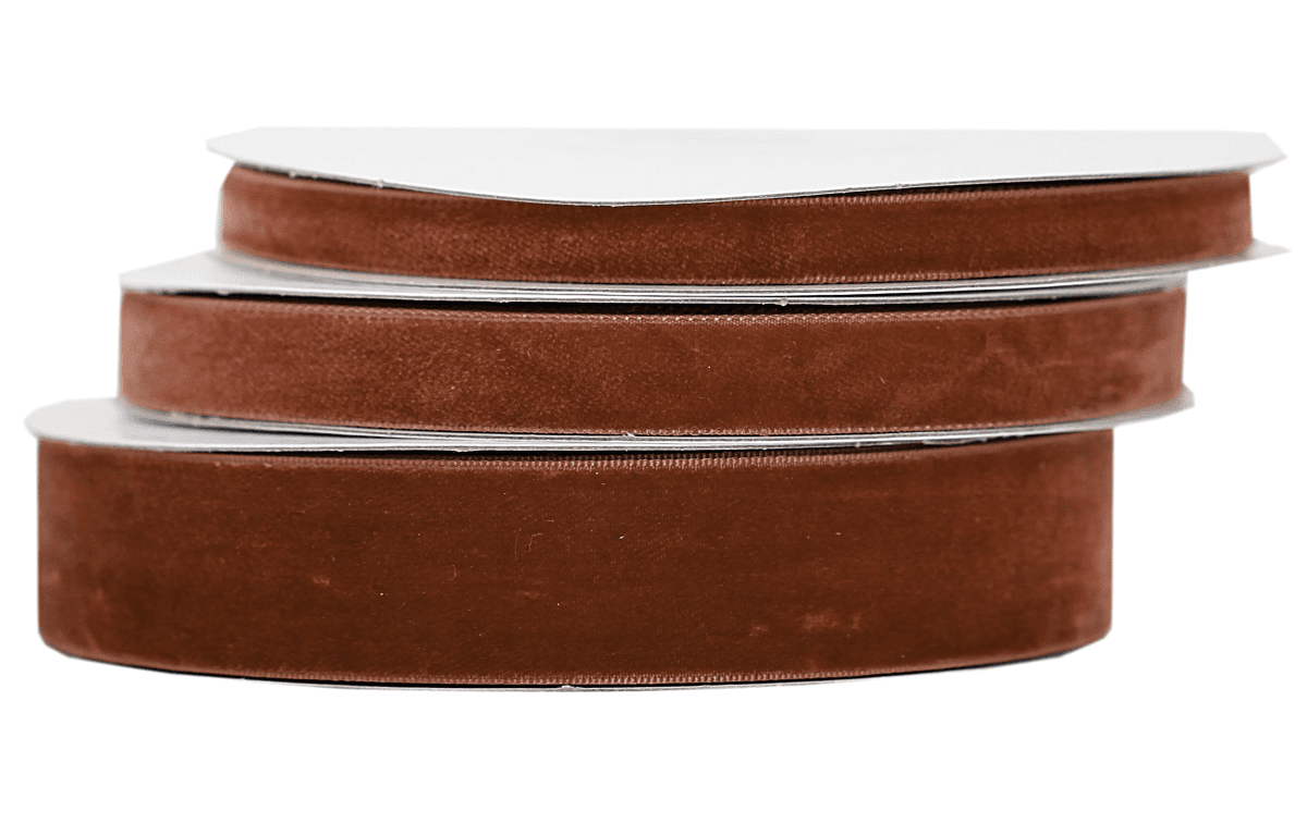 Wstążka aksamitna velvetowa, 25mm/9mb, brązowa