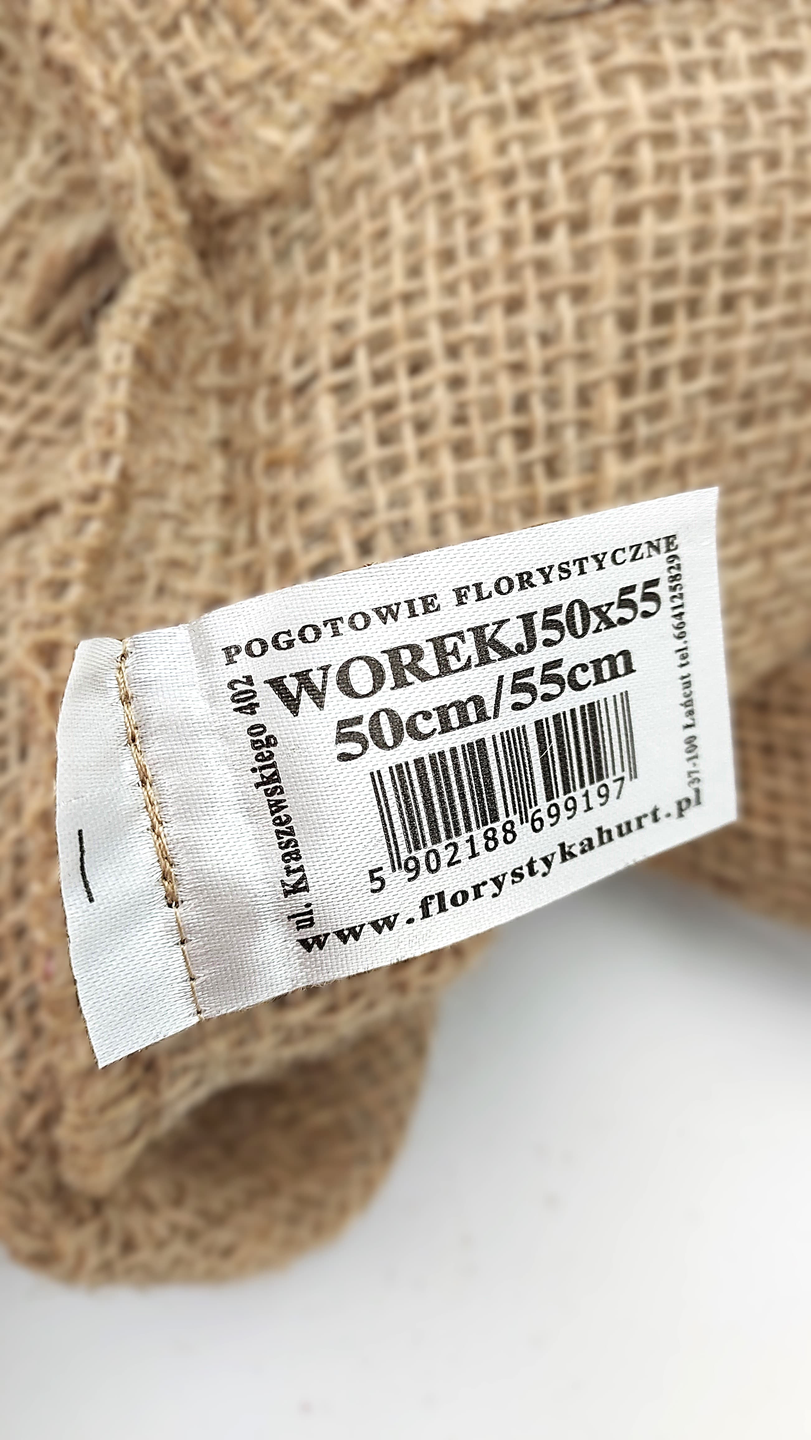 Worek jutowy ze ściągaczem, 50cm/55cm choinka śred