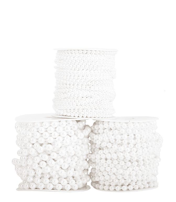Perełki na sznurku,  śr.8mm/10mb, białe