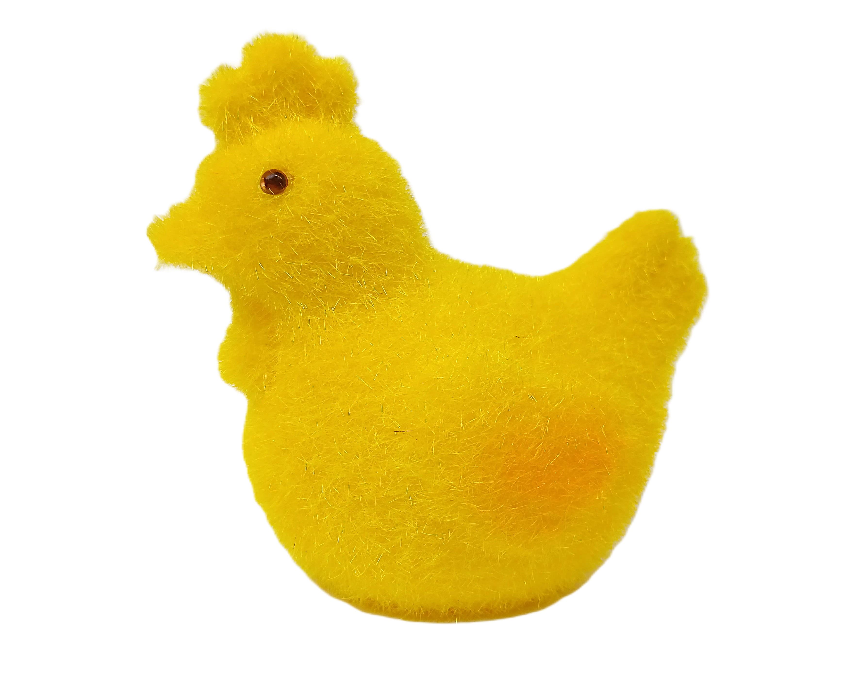 Kura flokowana, wielkanoc 10x9,5cm żółta