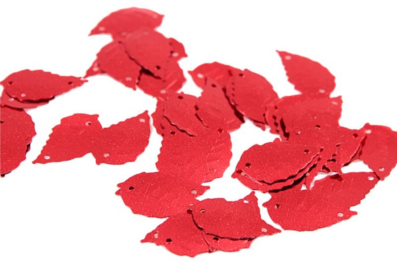 Cekiny liscie 15x25mm/5gram czerwone