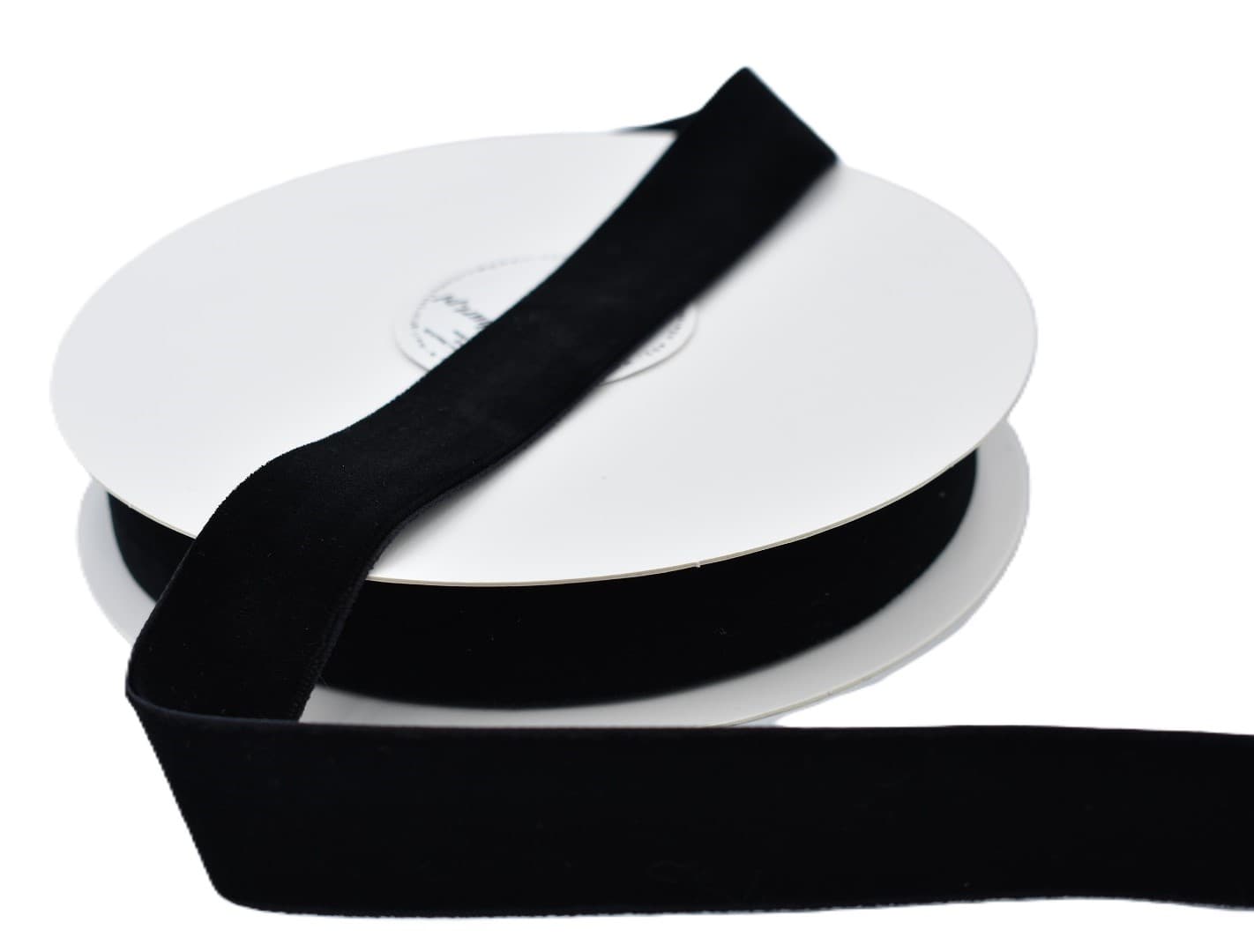 Wstążka velvetowa dwustronna, 25mm/9mb, czarna